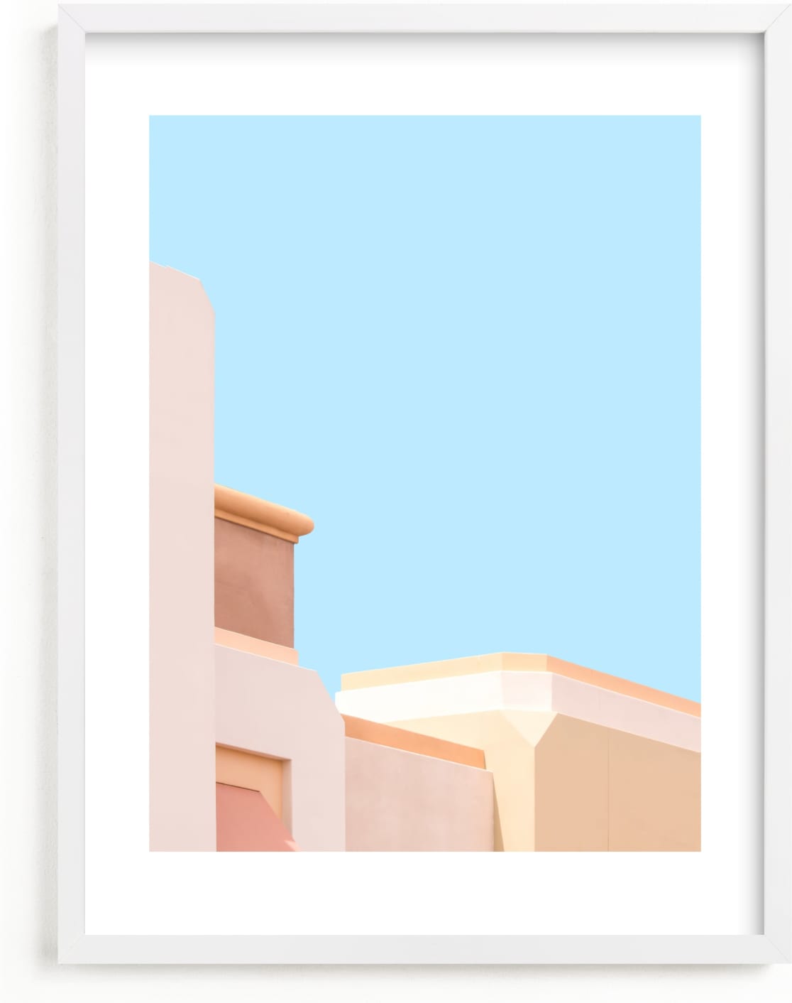 This is a colorful kids wall art by Lisa Sundin called Pastel Desert Archiecture.