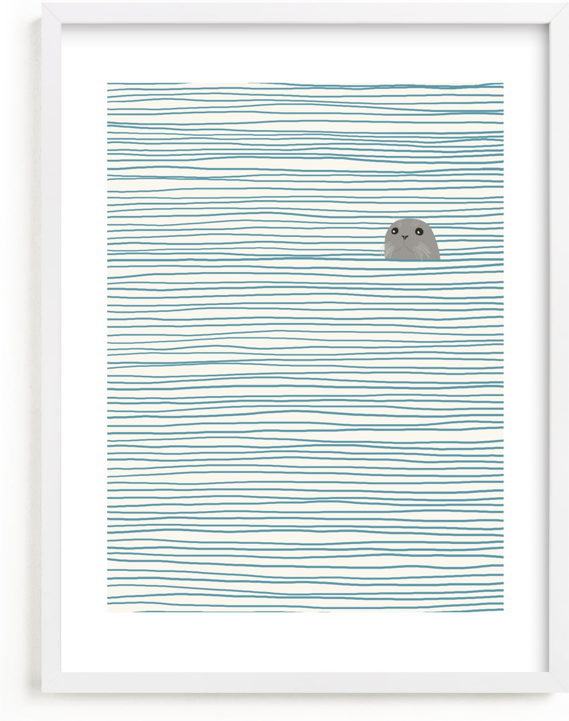 This is a blue kids wall art by Jorey Hurley called Seal.