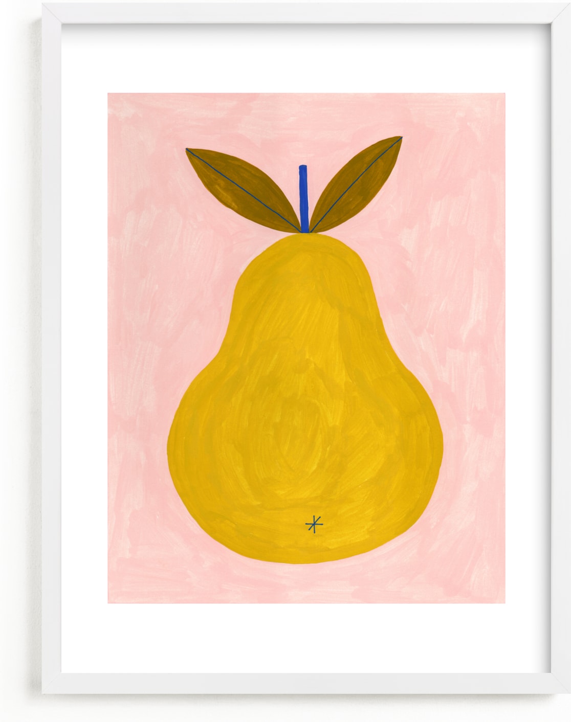 This is a yellow kids wall art by Ana Toro called Barlett Pear.