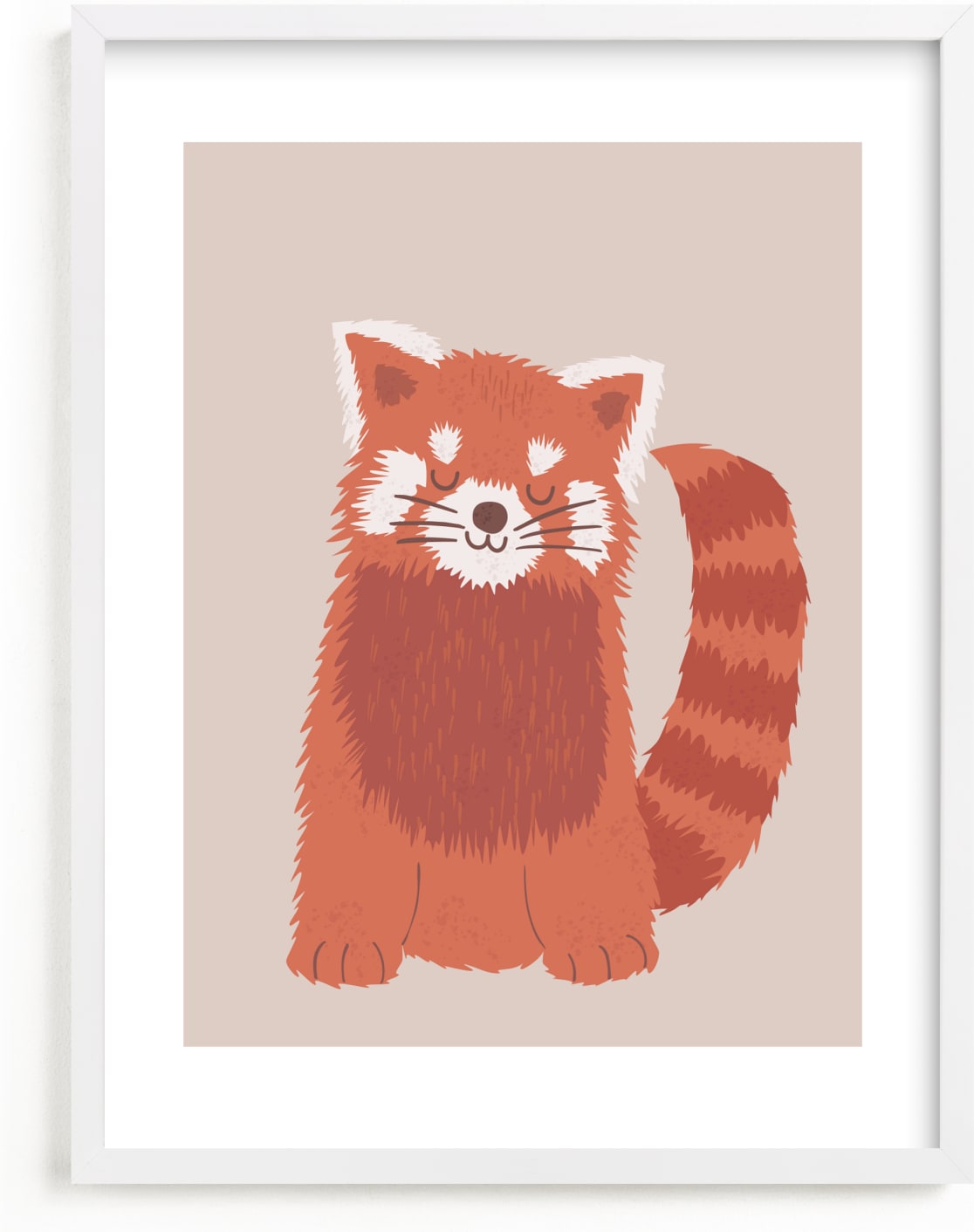This is a white kids wall art by Jennifer Holbrook called Sleepy Red Panda.