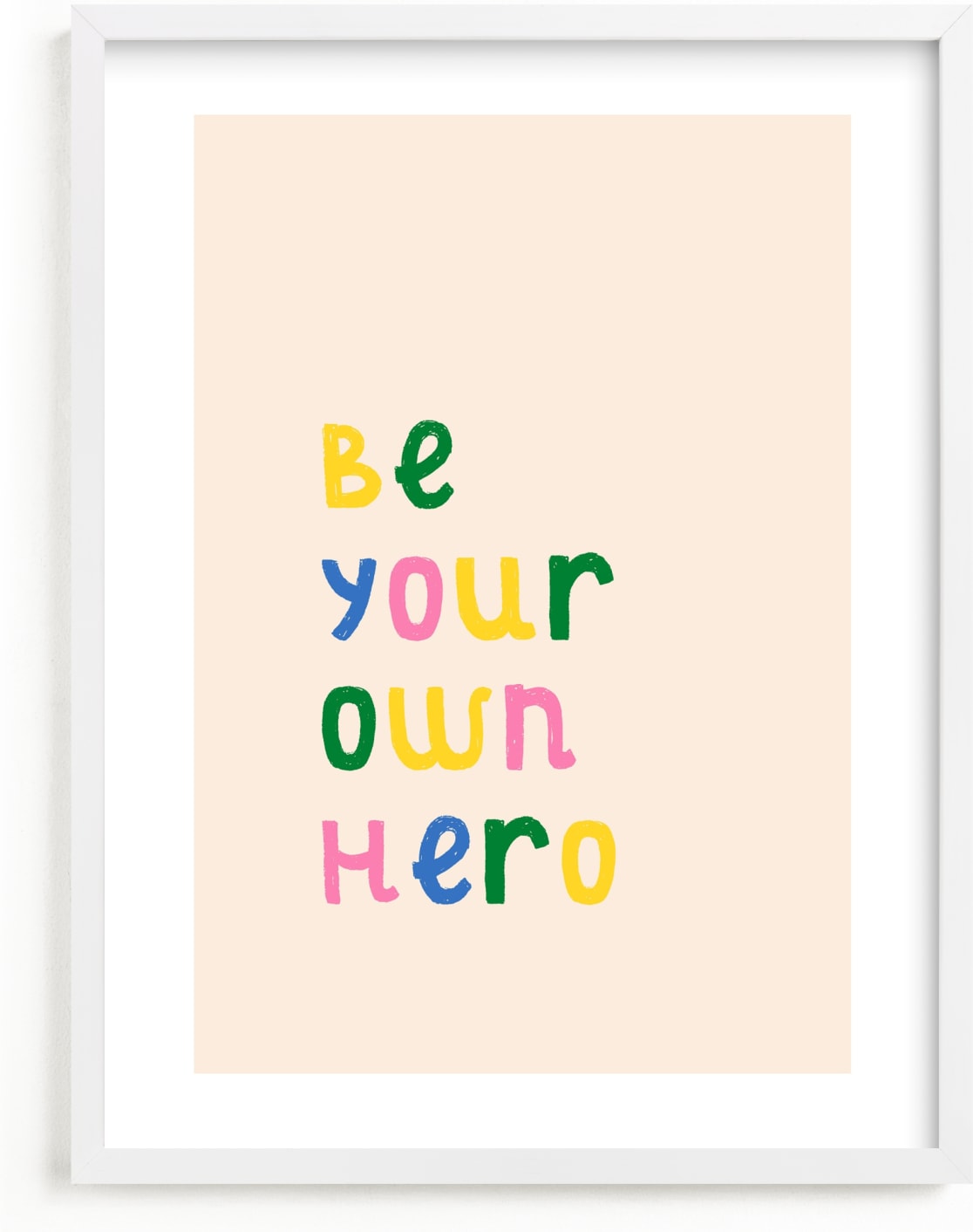 This is a yellow kids wall art by Iveta Angelova called Be Your Own Hero.