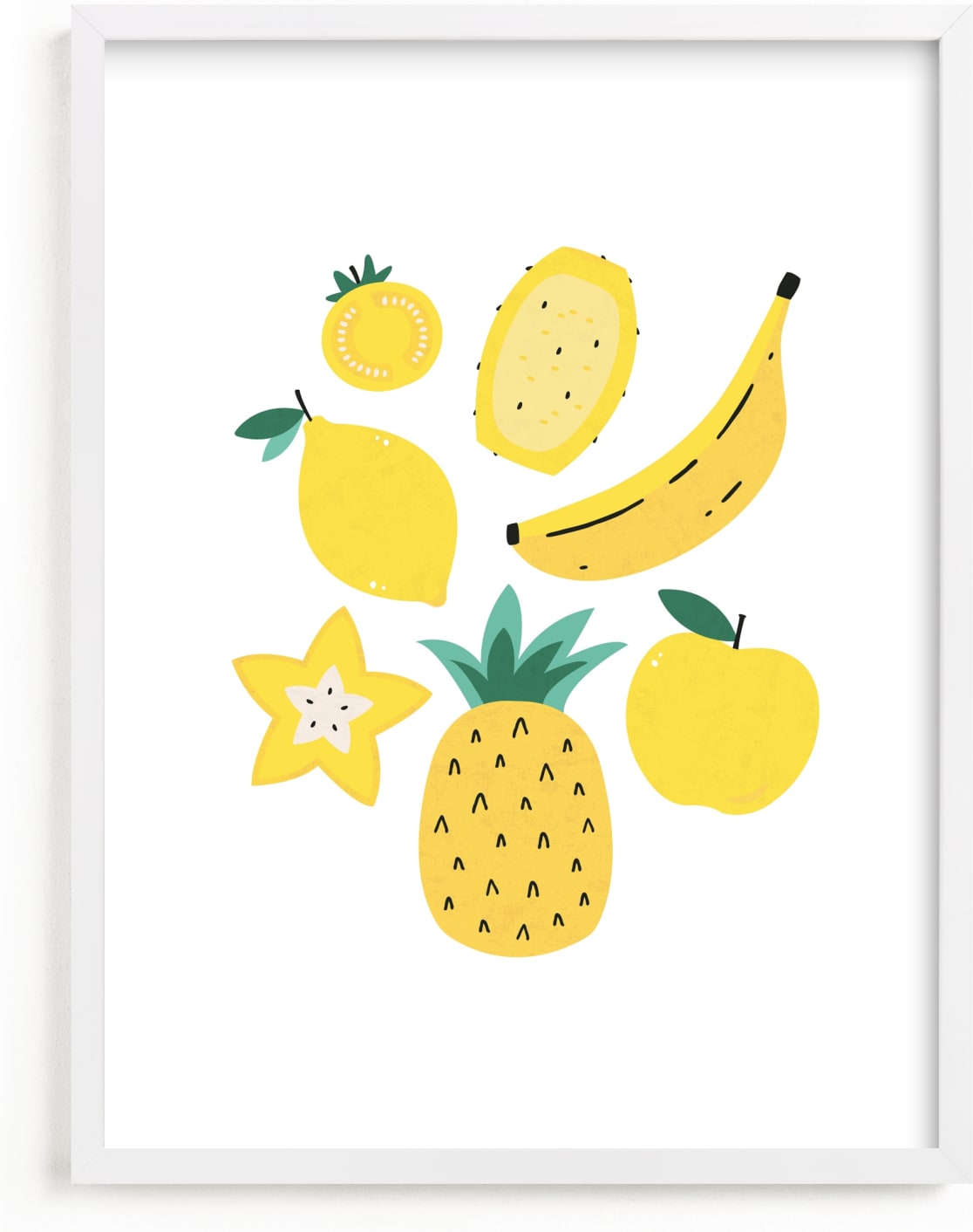 This is a white kids wall art by Erica Krystek called Monochrome Fruit No. 2.