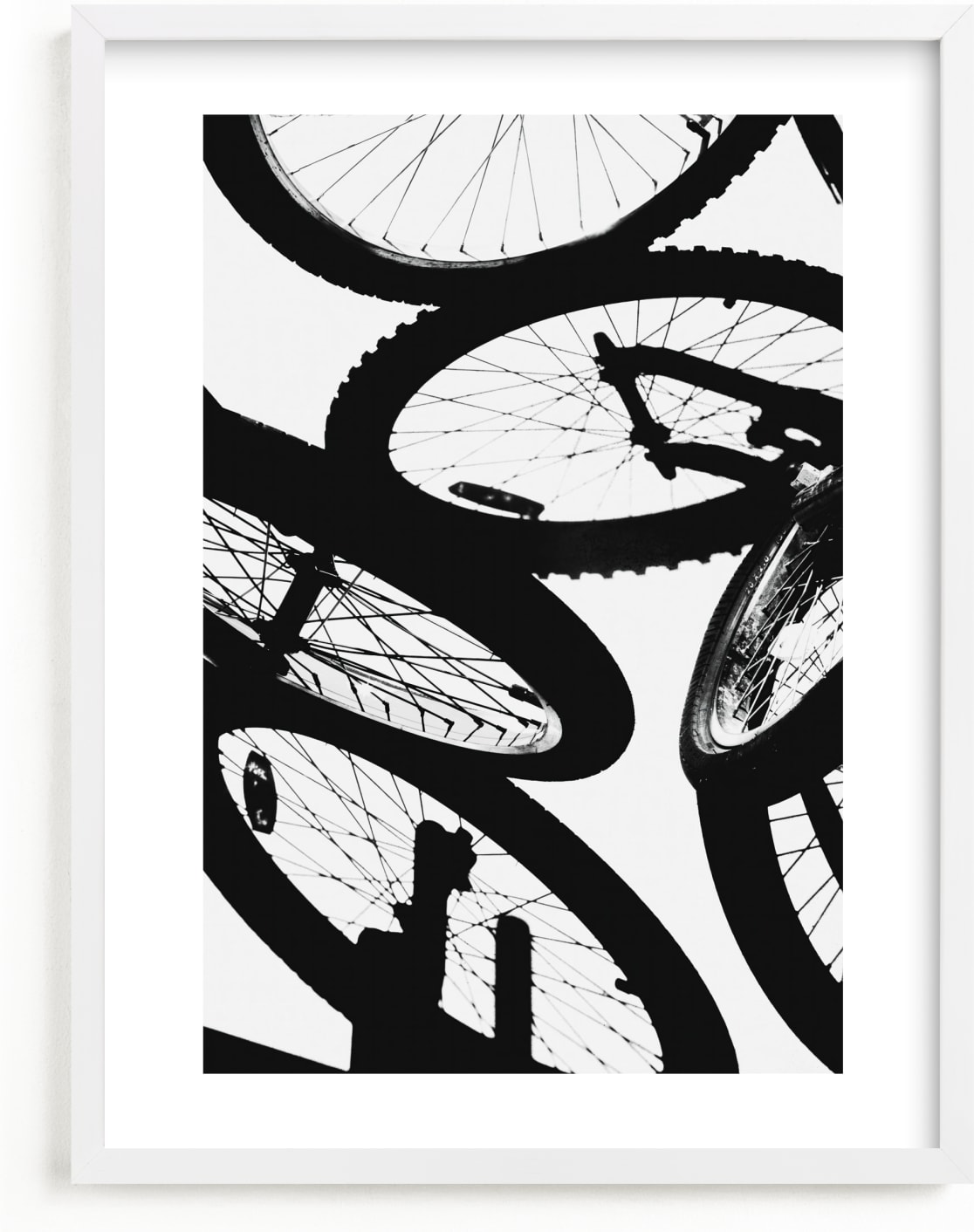 This is a black and white kids wall art by Beth Murphy called Shadow Cycle.