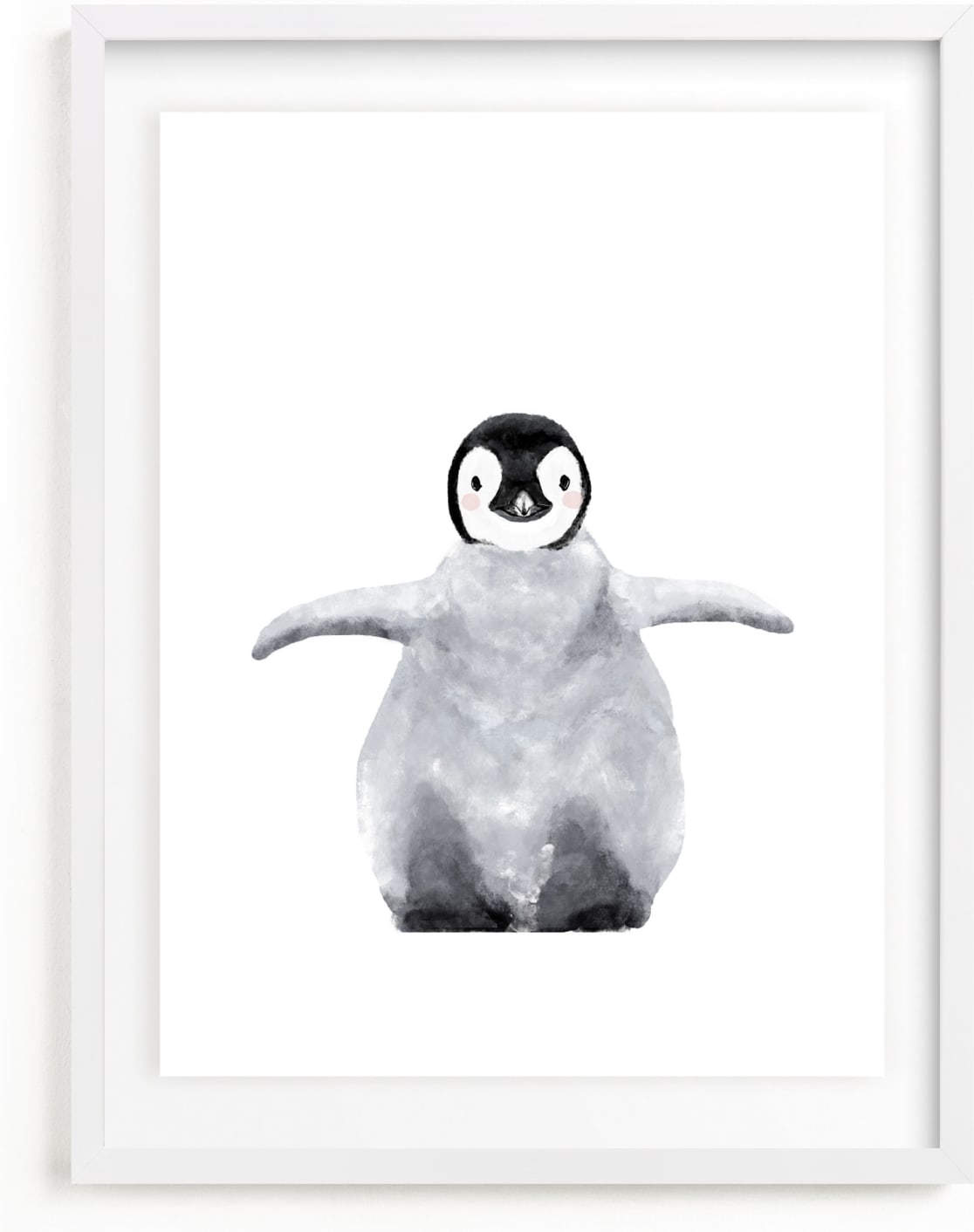 This is a grey kids wall art by Cass Loh called Baby Animal Penguin.