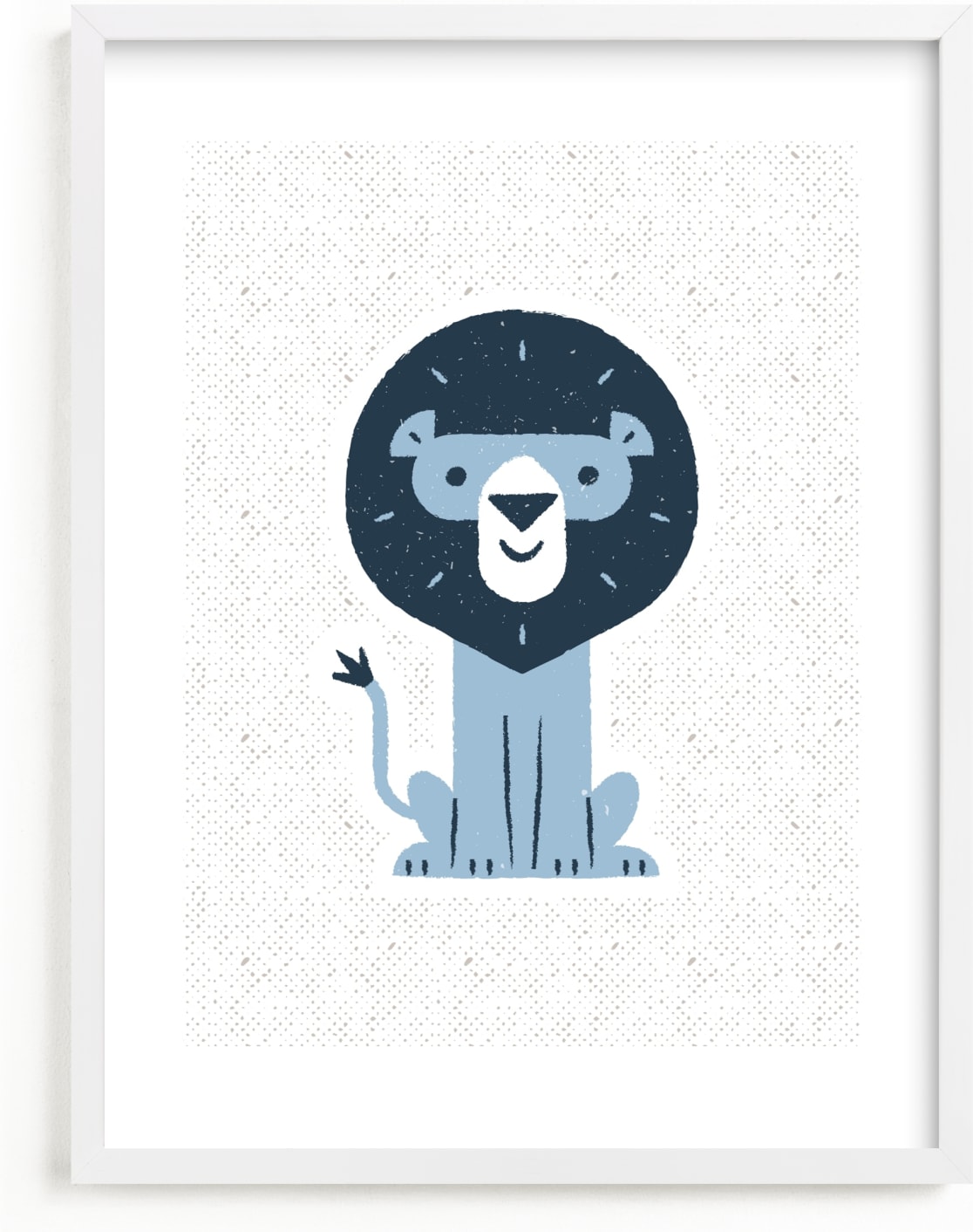 This is a blue kids wall art by Bob Daly called mr LION.