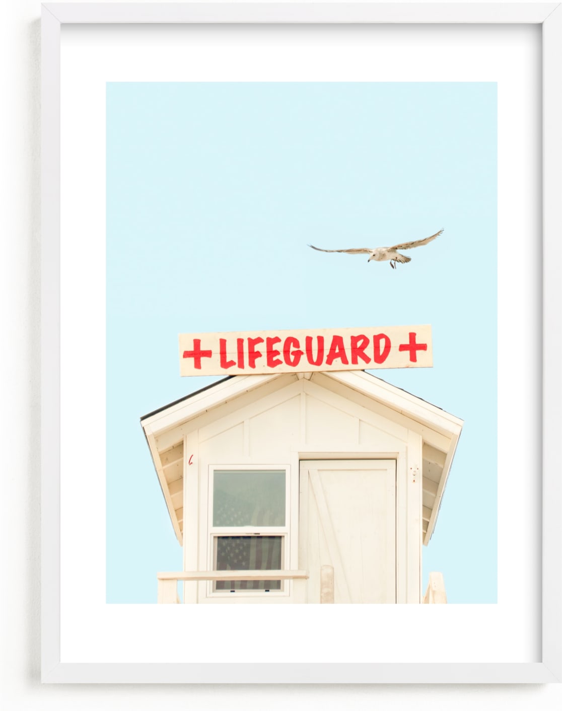 This is a blue kids wall art by Lisa Sundin called The Lifeguard.