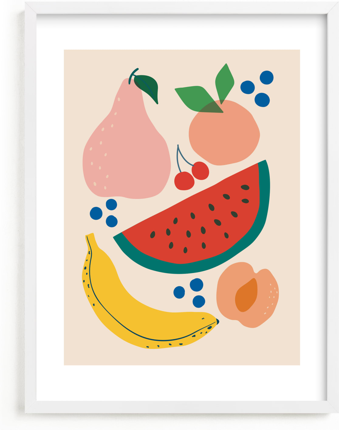 This is a ivory kids wall art by Vera Lim called Fruit Bowl.