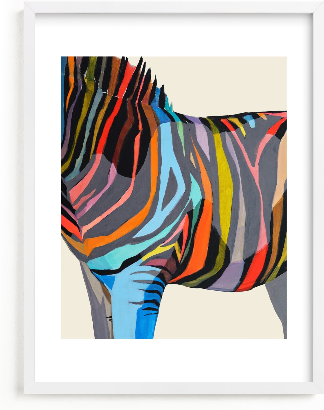 This is a colorful kids wall art by Jess Franks called Safari Stripes.
