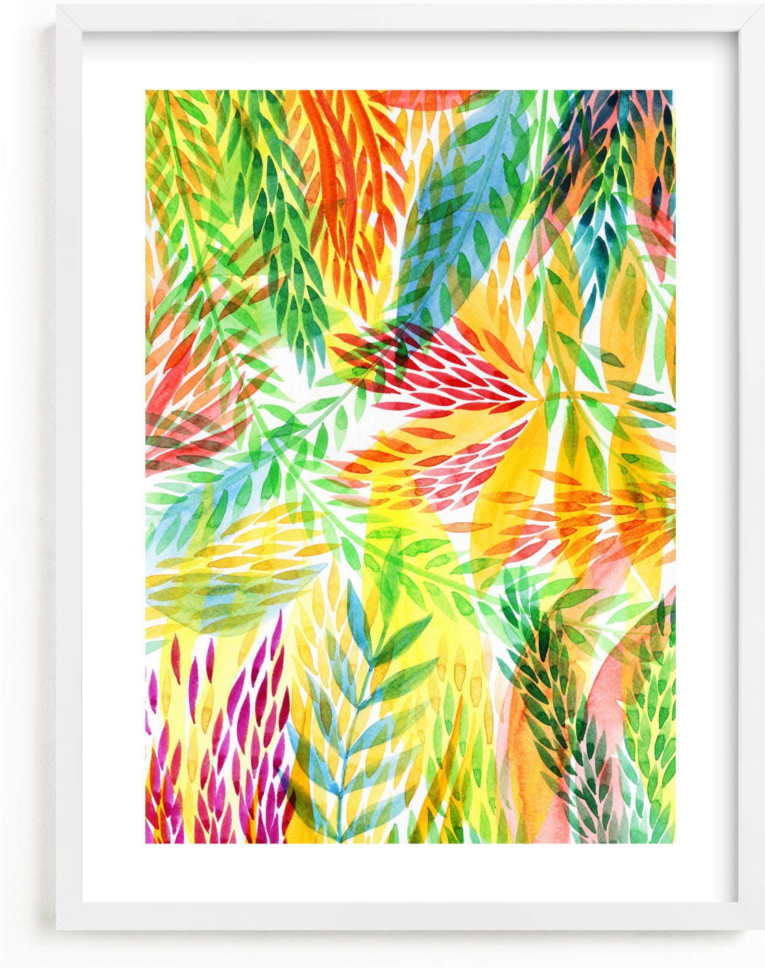 This is a yellow kids wall art by Alexandra Dzh called Tropical.