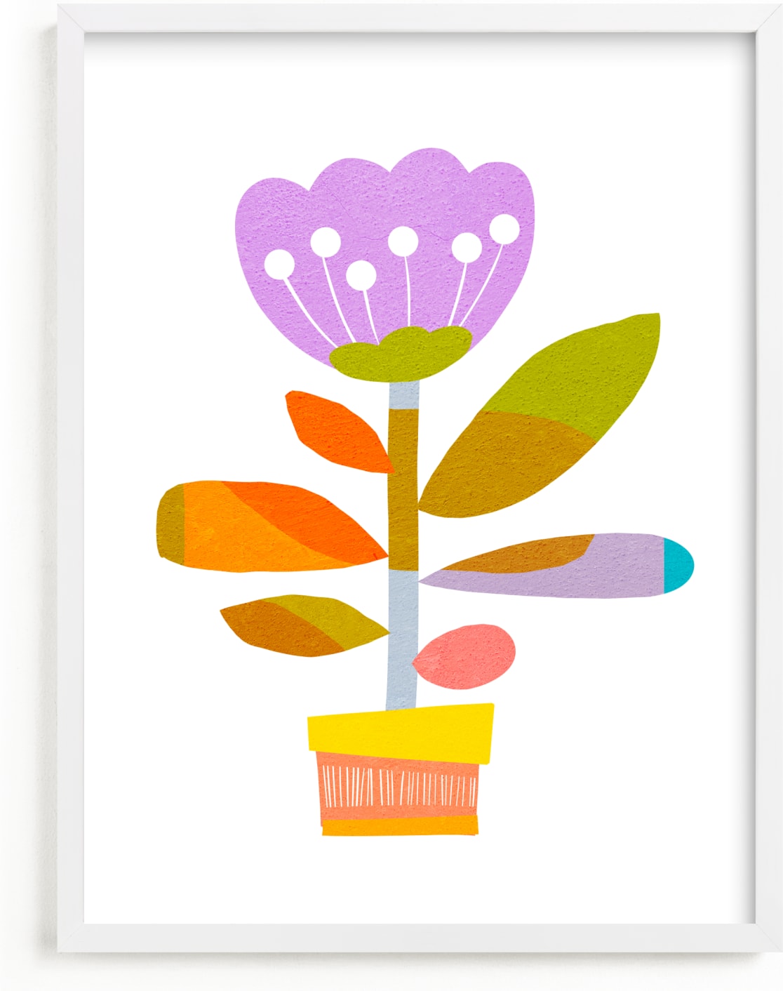 This is a colorful kids wall art by Dominique Vari called The Happiest Flower .