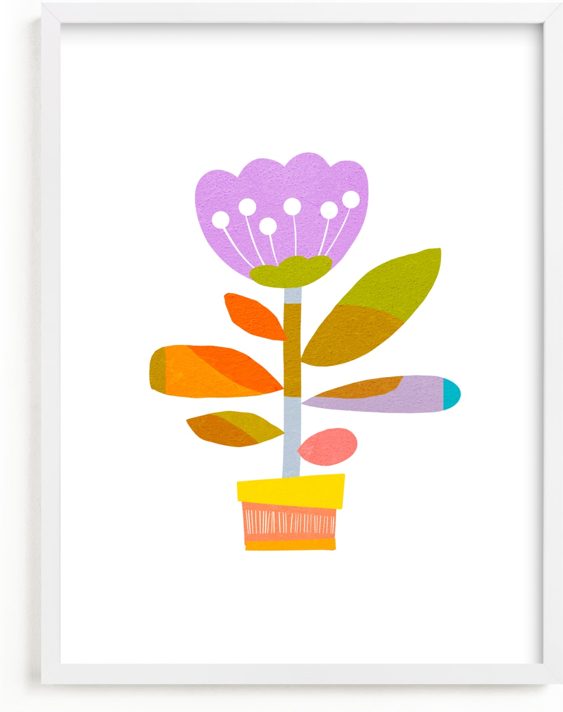 This is a colorful kids wall art by Dominique Vari called The Happiest Flower .