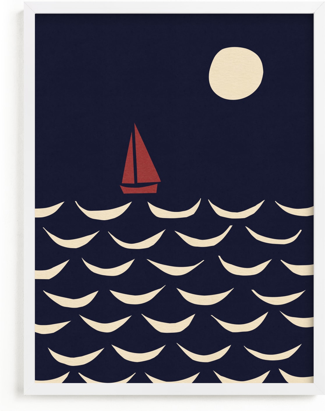 This is a blue kids wall art by Alisa Galitsyna called Little Boat.