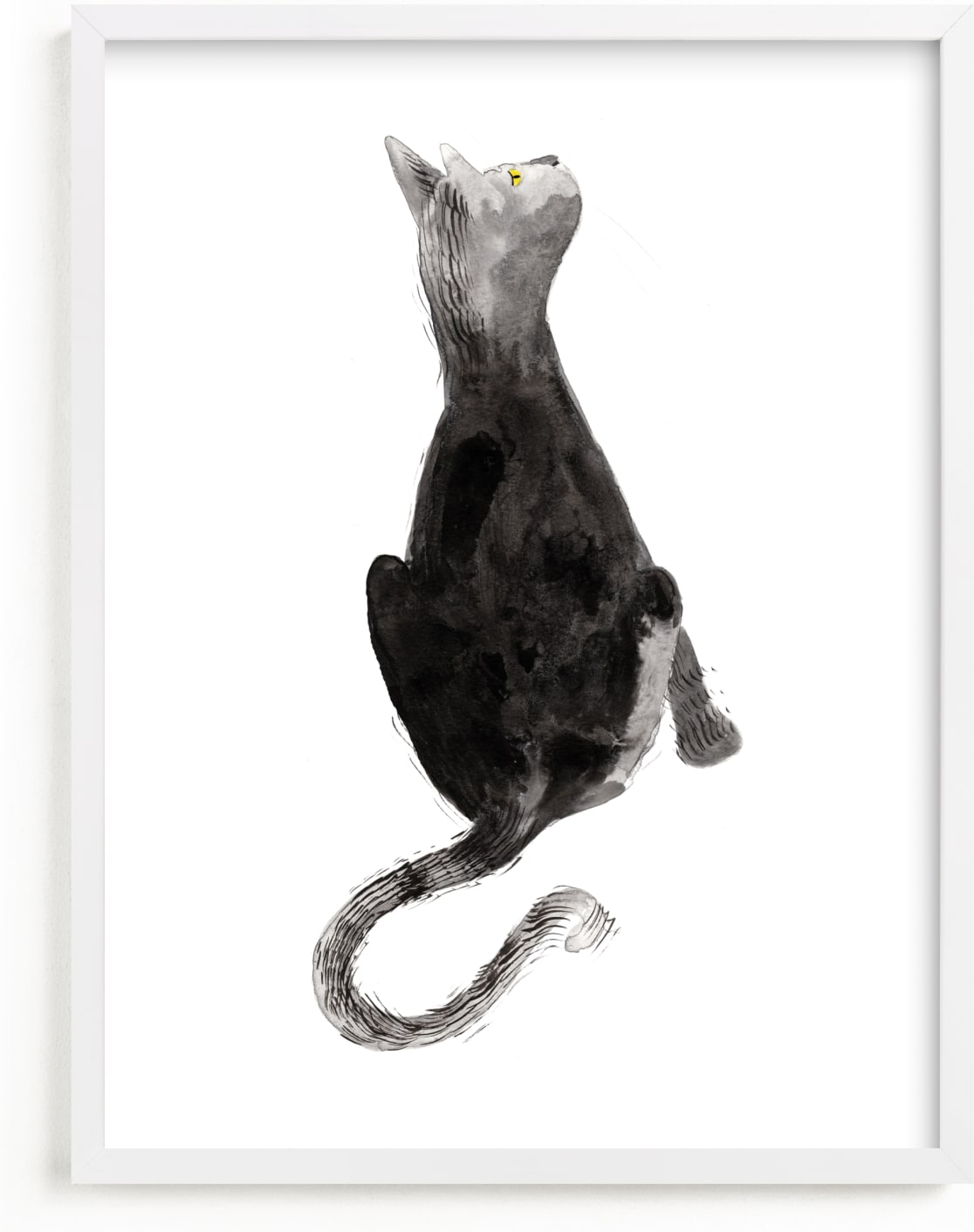 This is a grey kids wall art by Papernoten called Sumi Cat.
