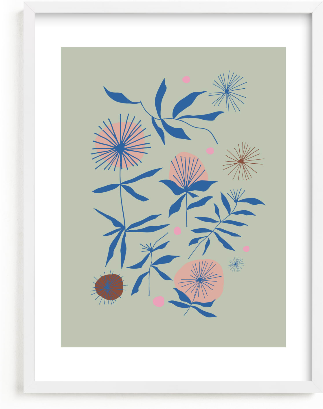 This is a blue kids wall art by Kate Capone called Vintage Floral Set I.