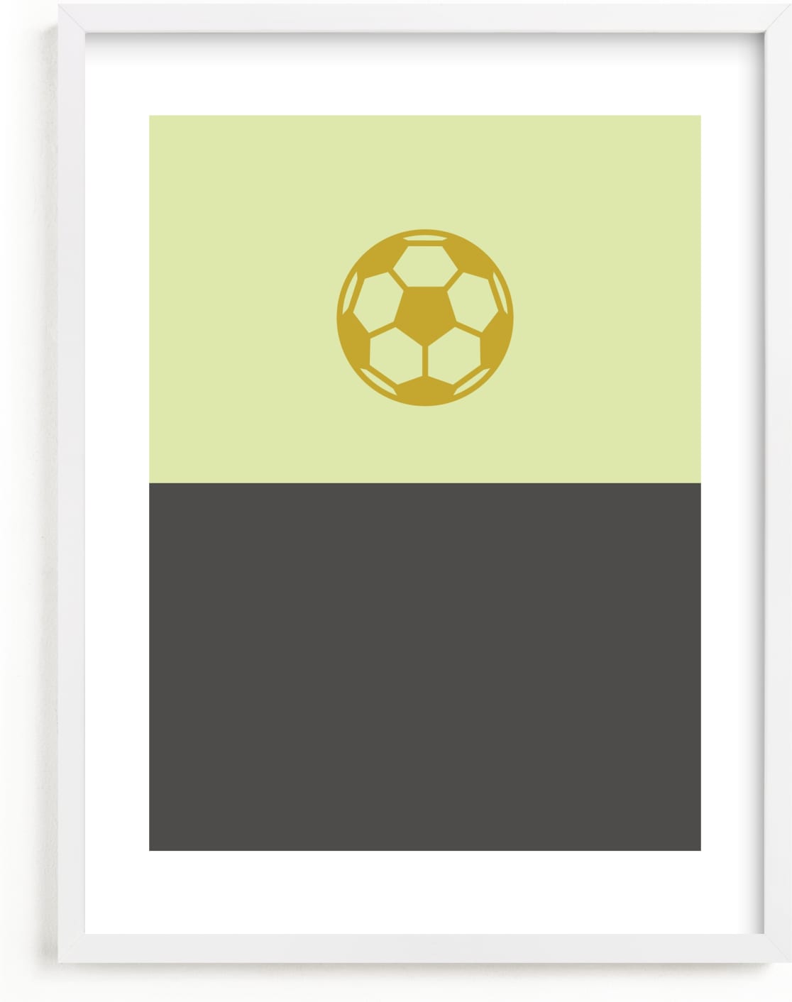 This is a gold kids wall art by pacifica project called 3 Season Sport | Soccer.