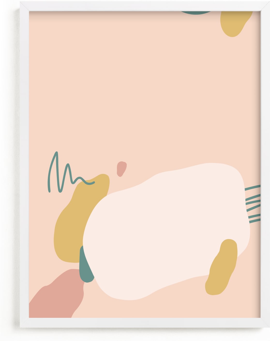This is a blue kids wall art by Olivia Goree called Just Peachy.