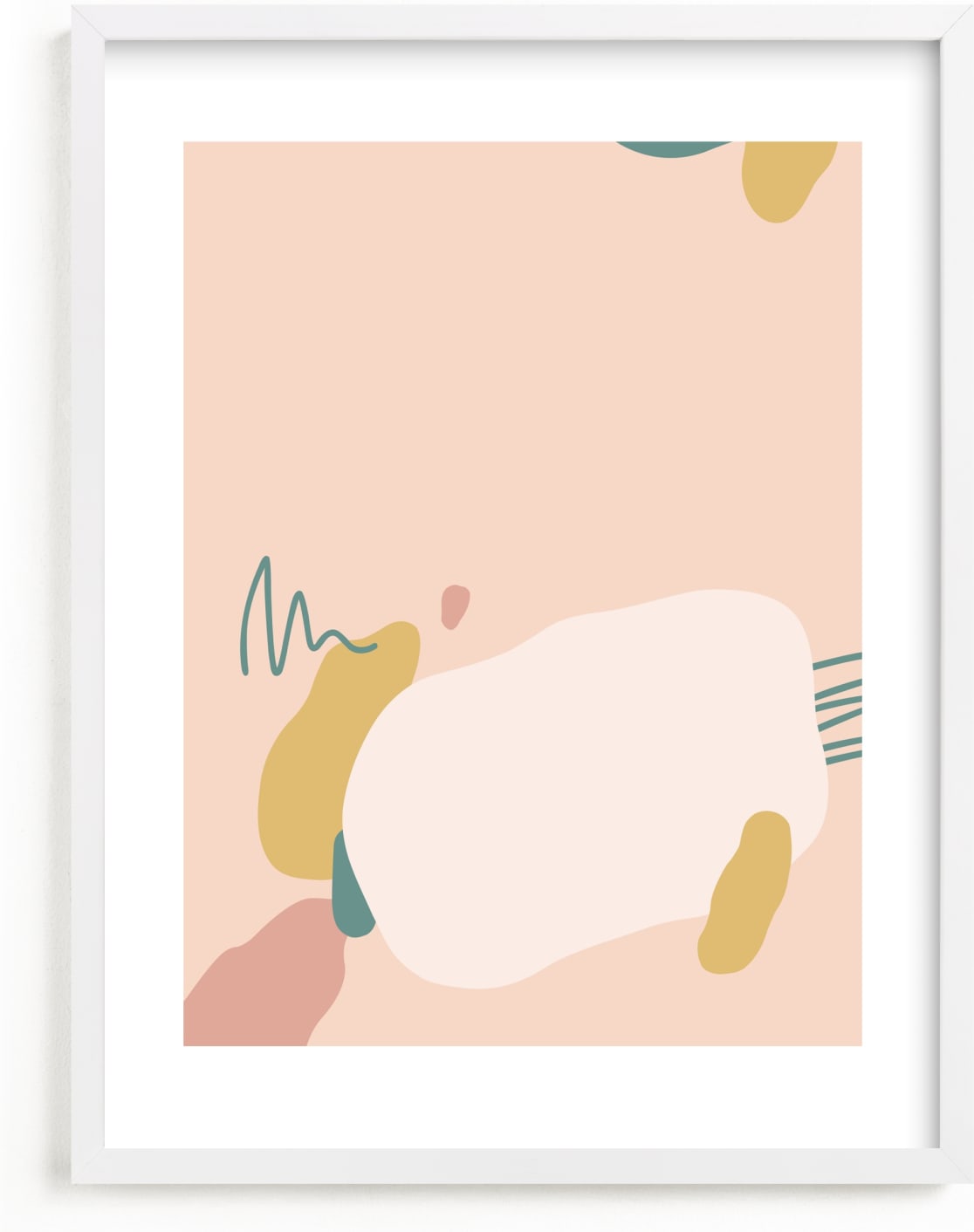 This is a blue kids wall art by Olivia Goree called Just Peachy.