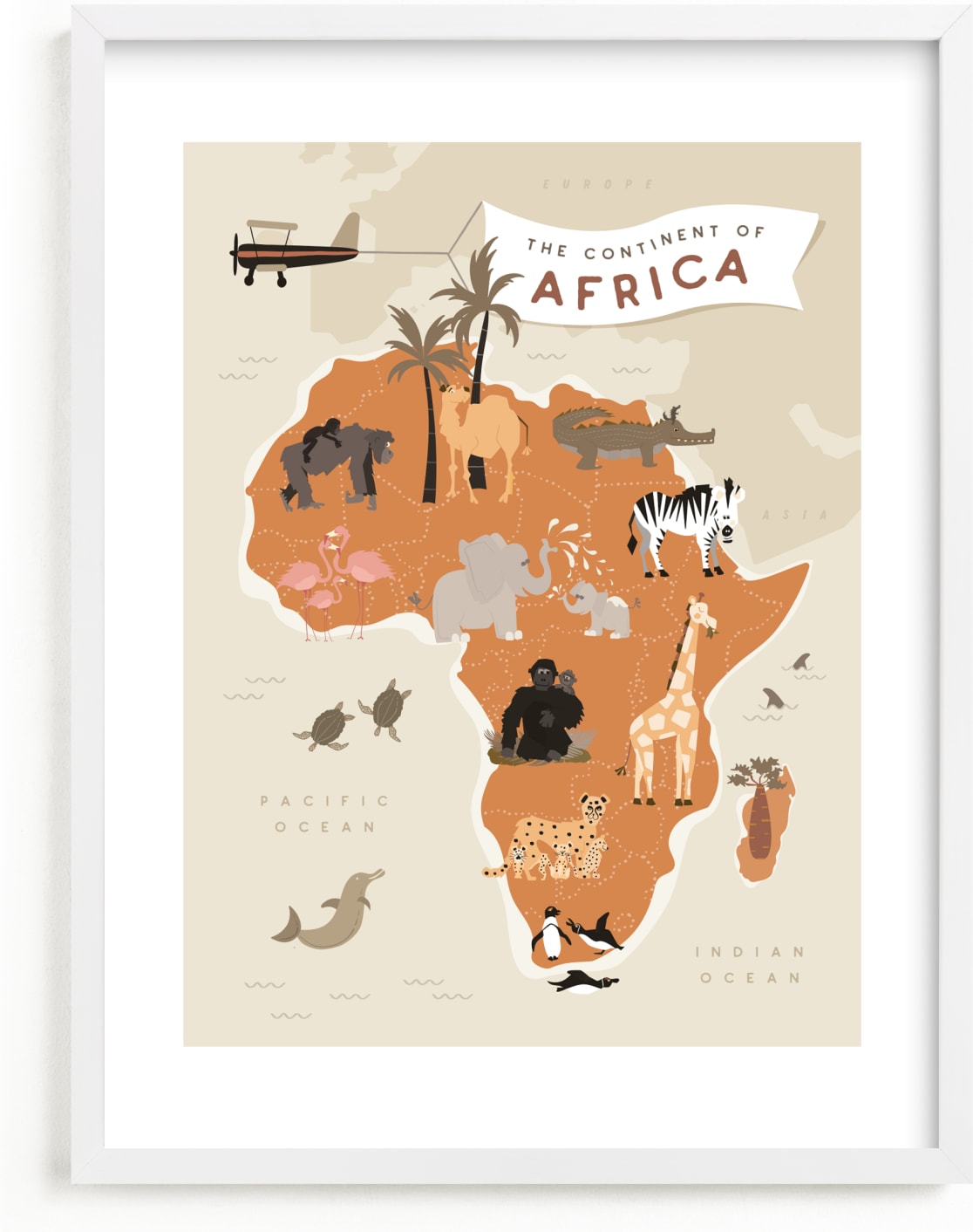 This is a brown kids wall art by Kamala Nahas called animals of africa.