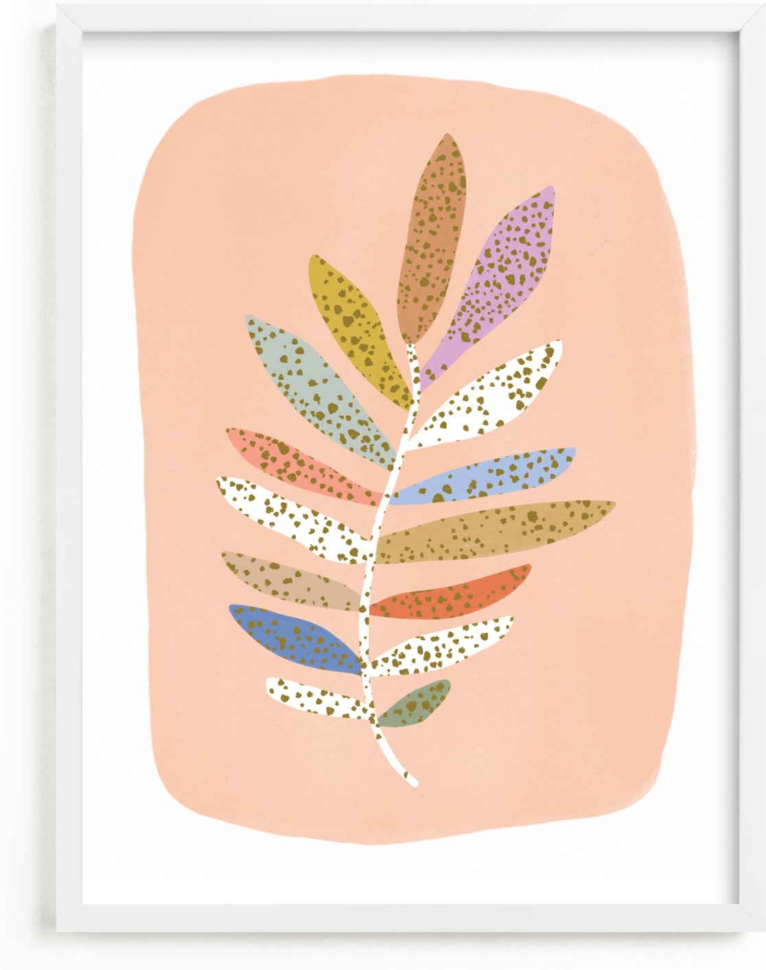 This is a colorful kids wall art by Kelly Ambrose called Speckled Branches.