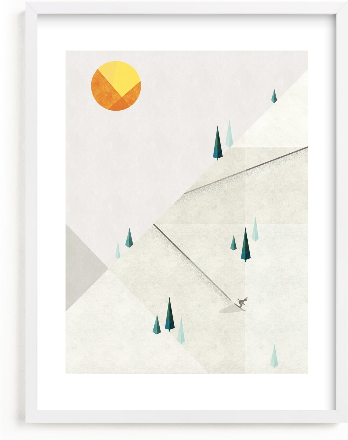 This is a white kids wall art by Robert and Stella called Mountain Adventure.