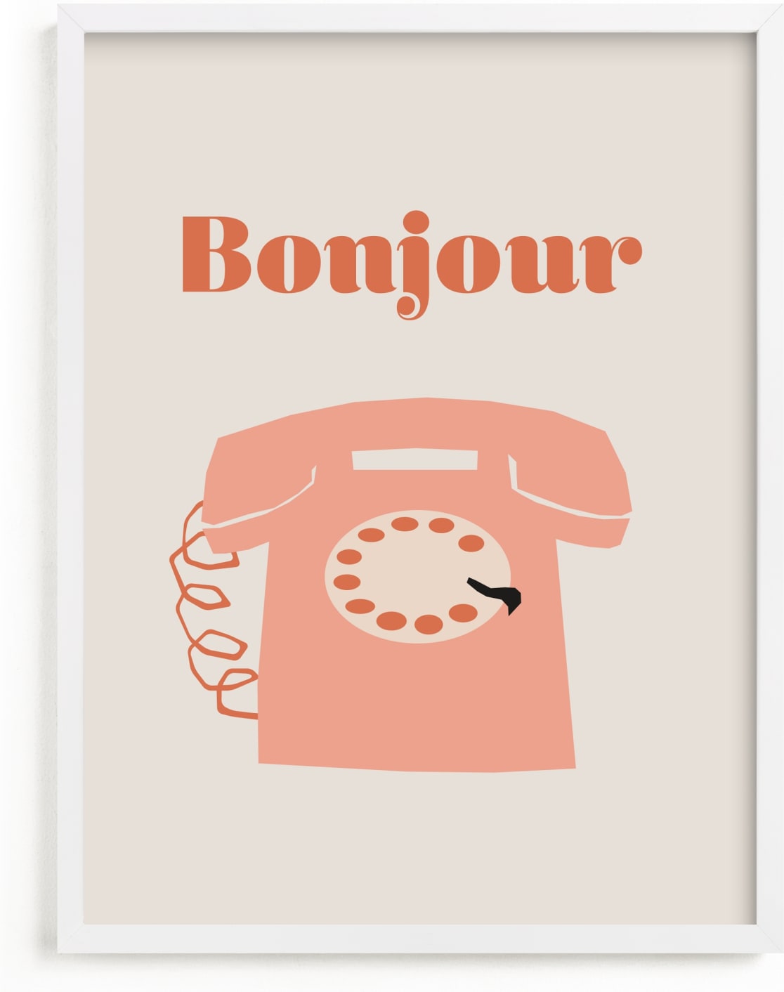 This is a ivory kids wall art by Morgan Kendall called french phone.