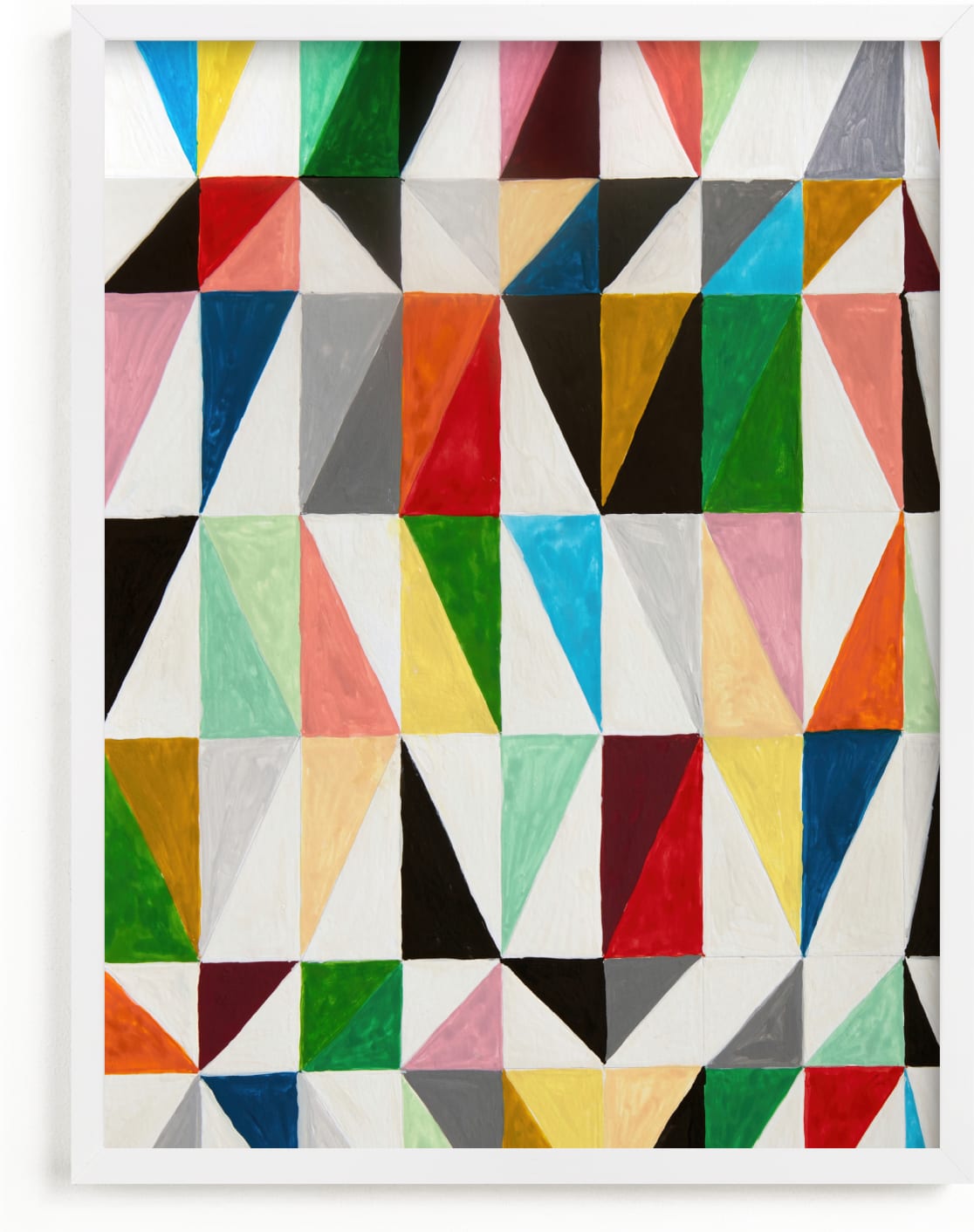 This is a classic colors kids wall art by Jane Clark called Triangle Grid.