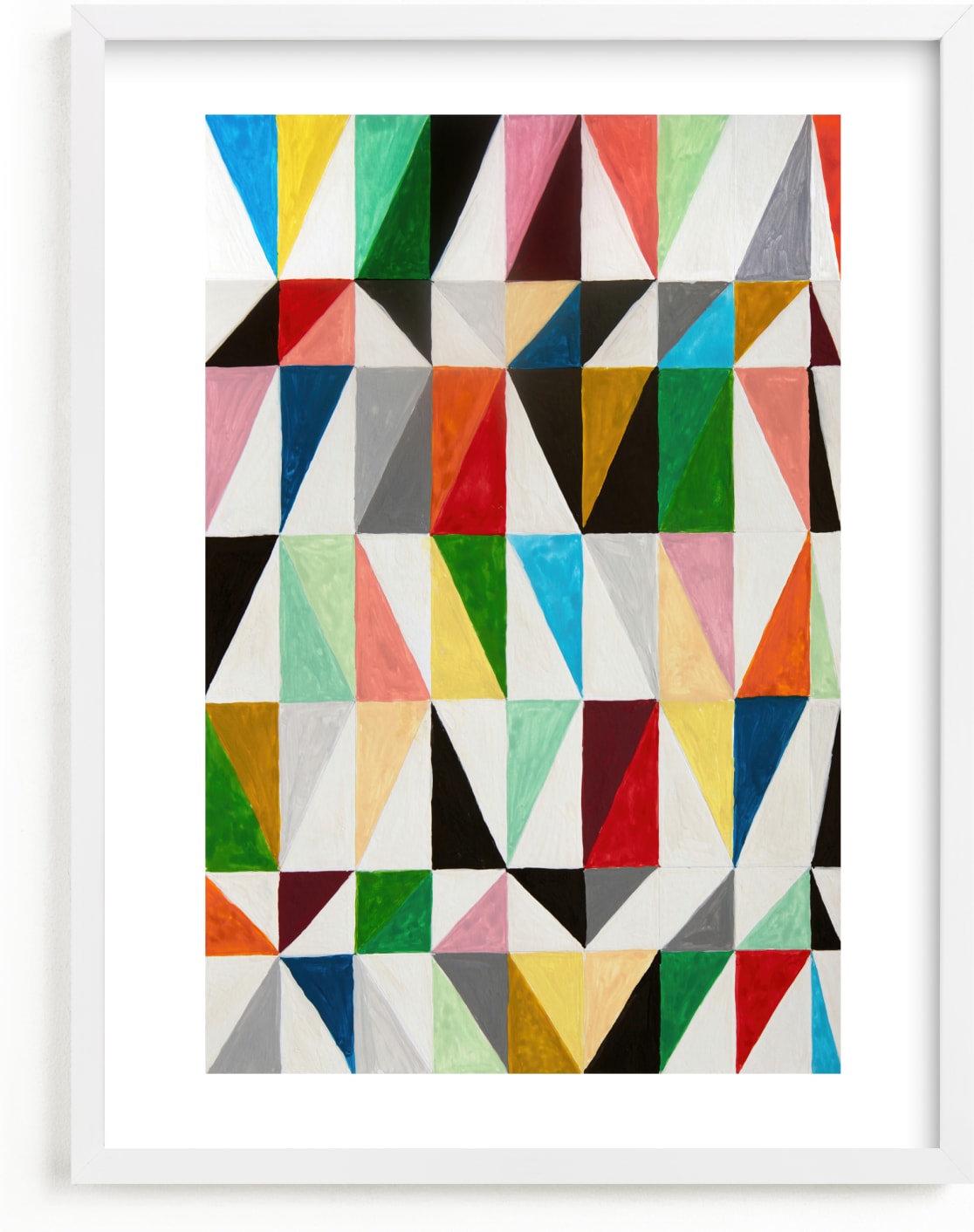 This is a classic colors kids wall art by Jane Clark called Triangle Grid.