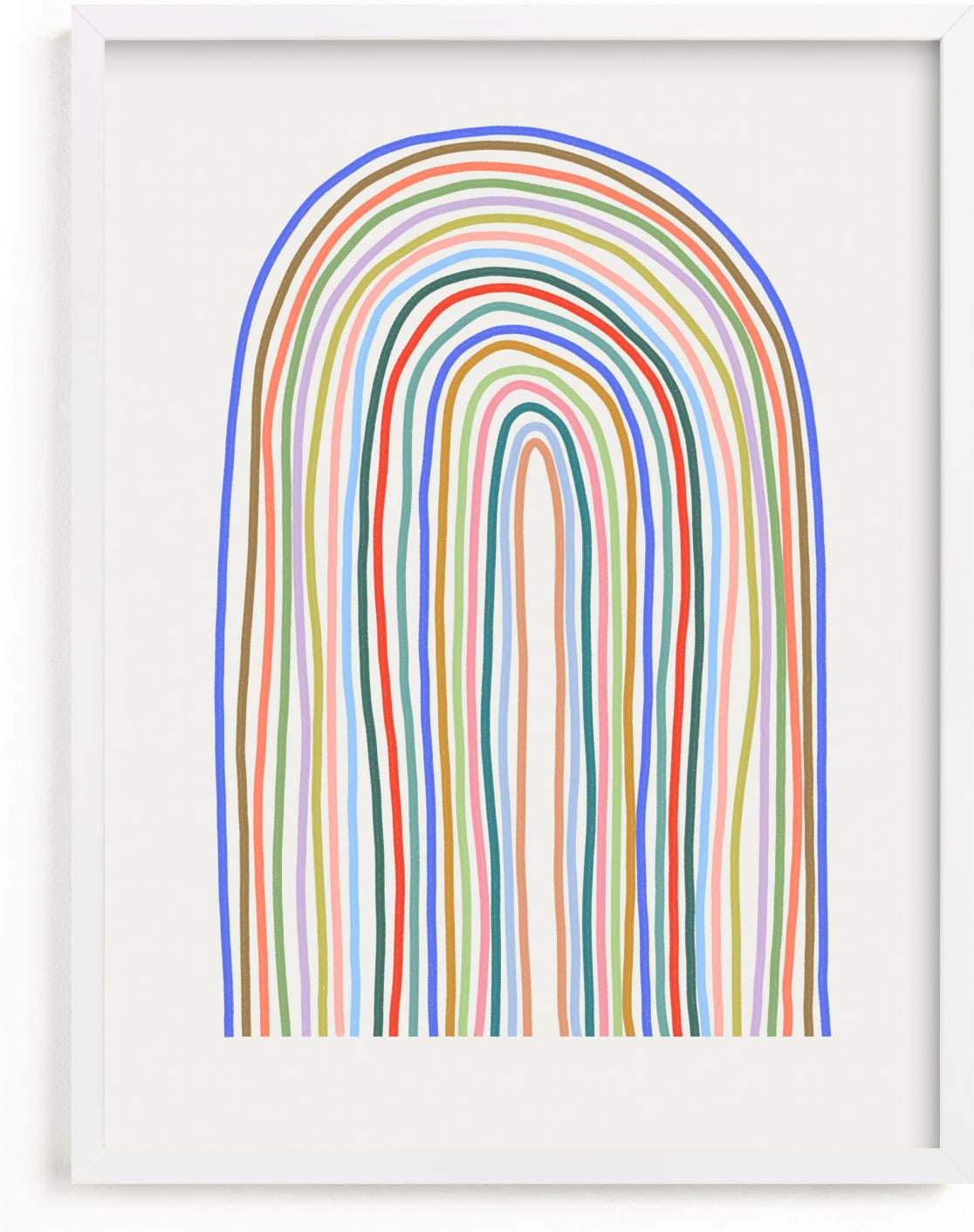 This is a classic colors kids wall art by Kelly Ambrose called happy rainbow.