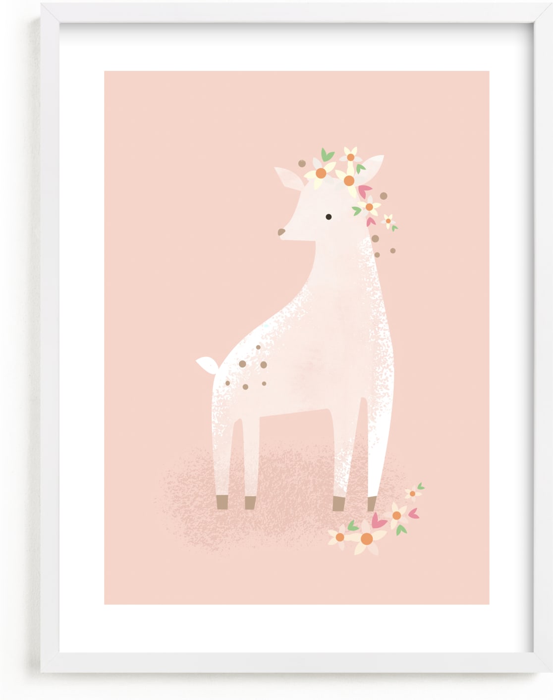 This is a pink kids wall art by Lori Wemple called Little Deer.