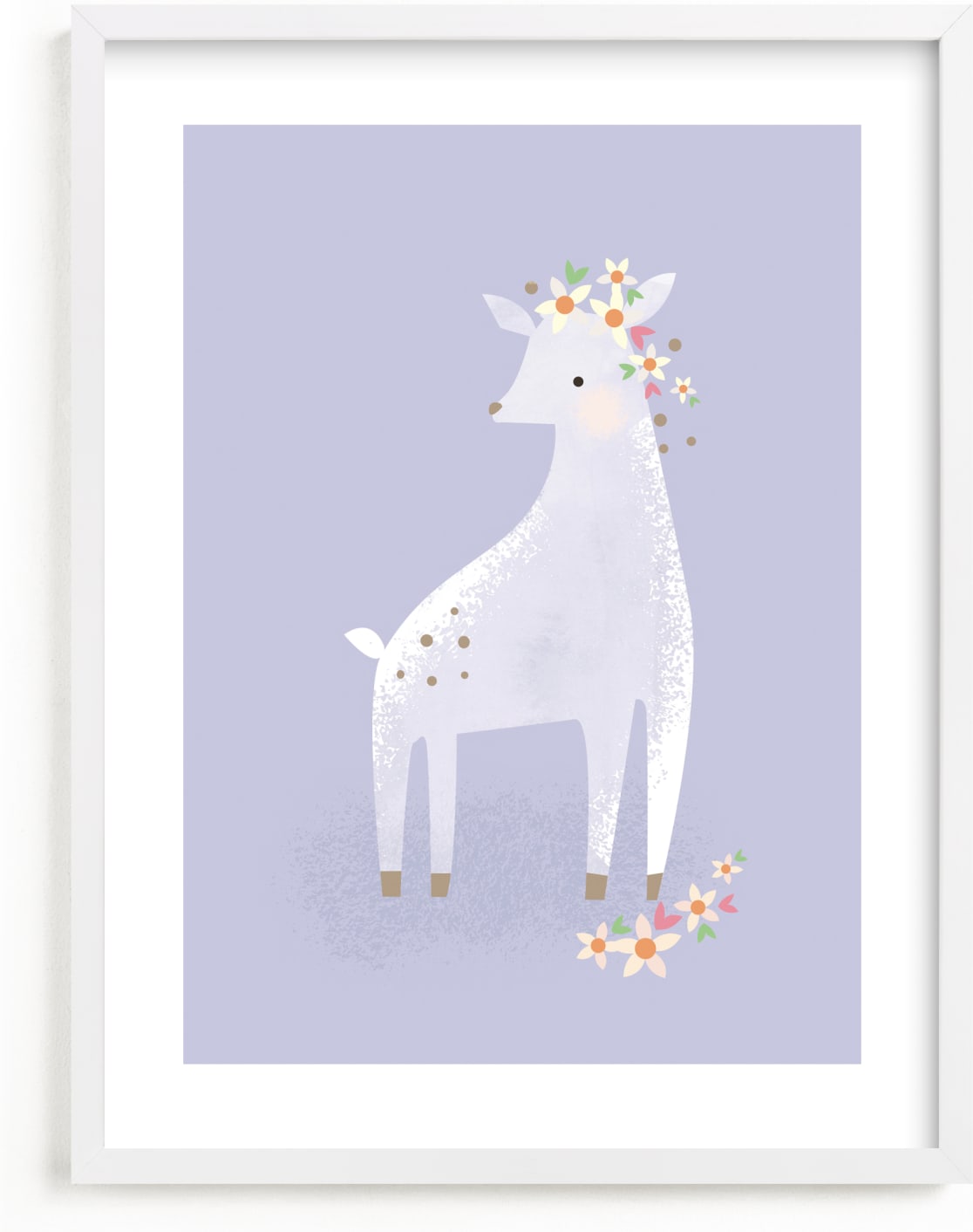 This is a purple kids wall art by Lori Wemple called Little Deer.