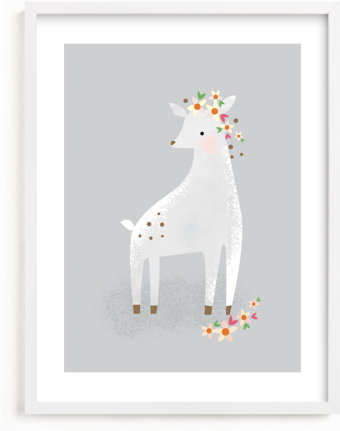 This is a grey kids wall art by Lori Wemple called Little Deer.