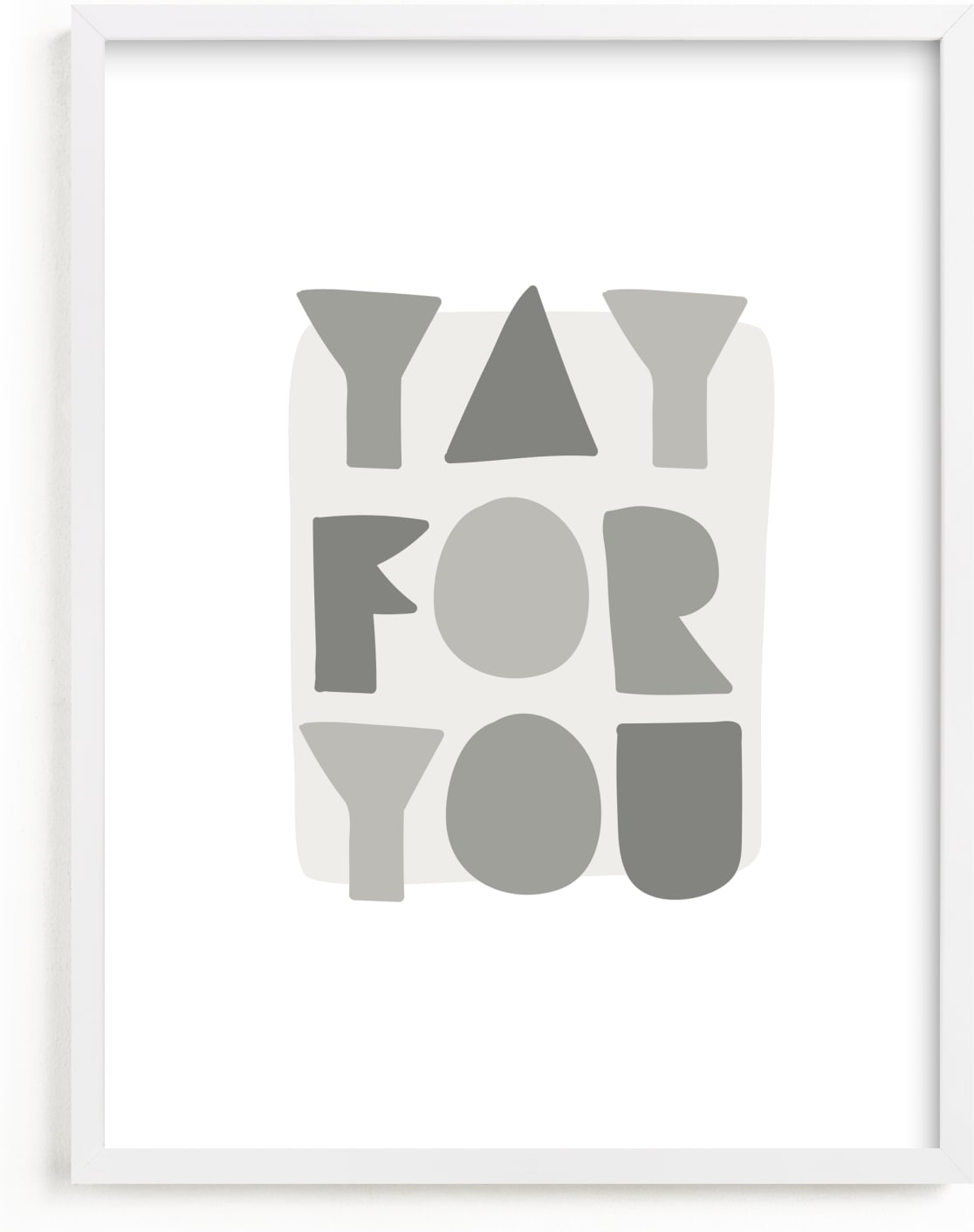 This is a grey kids wall art by Lea Delaveris called Yay for you.