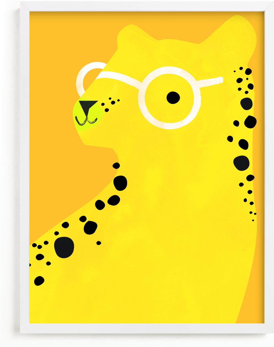 This is a yellow kids wall art by Lori Wemple called Cheetah.