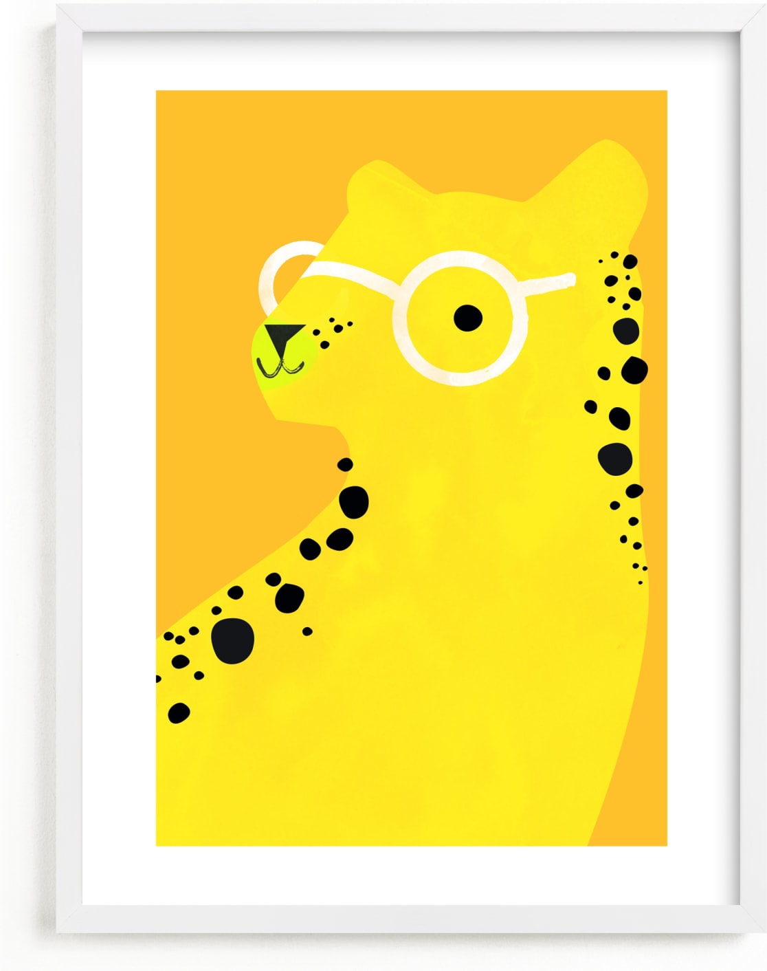 This is a yellow kids wall art by Lori Wemple called Cheetah.
