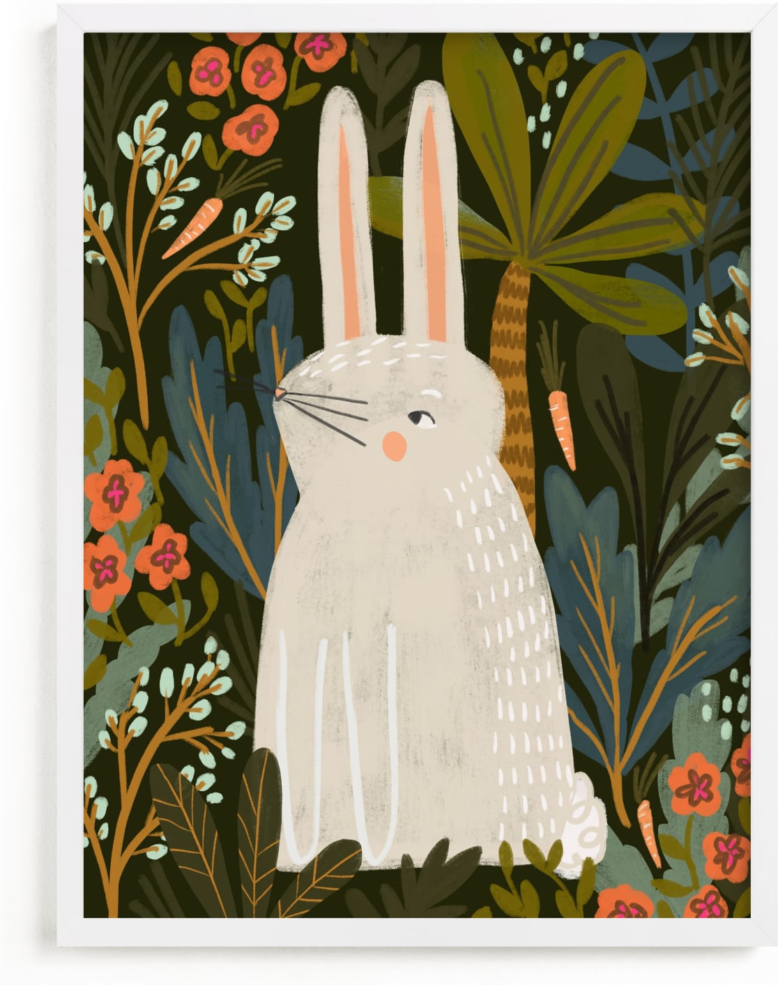 This is a ivory kids wall art by SALLY MURPHY called Bunny Jungle.