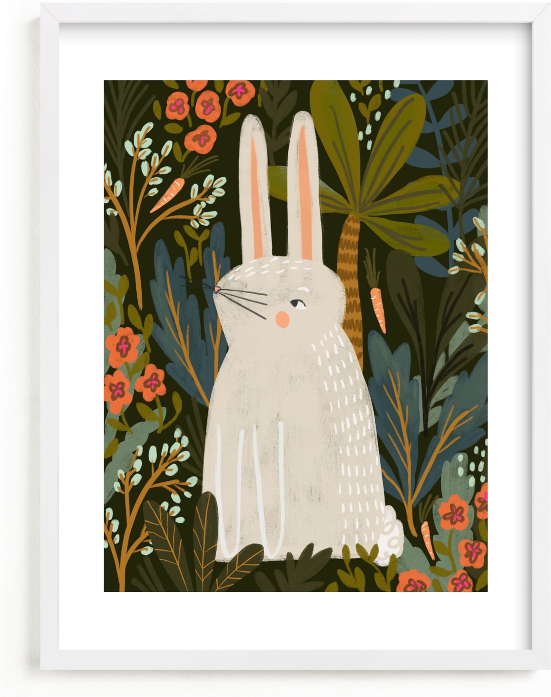 This is a ivory kids wall art by SALLY MURPHY called Bunny Jungle.