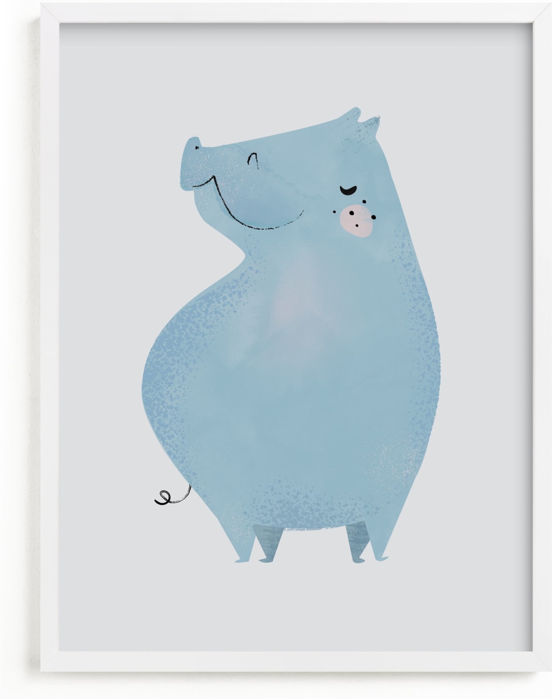 This is a blue kids wall art by Lori Wemple called Hippo.