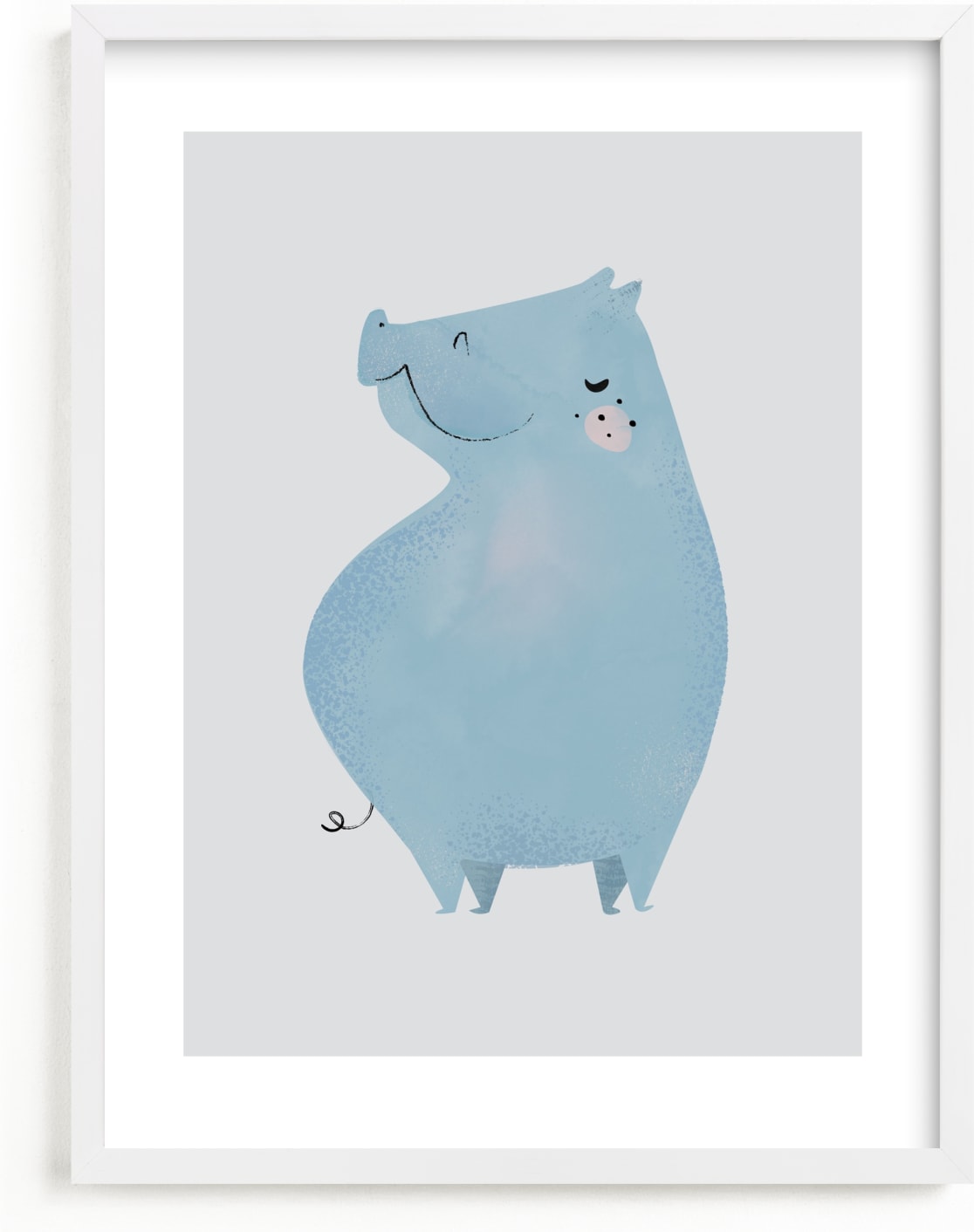 This is a blue kids wall art by Lori Wemple called Hippo.