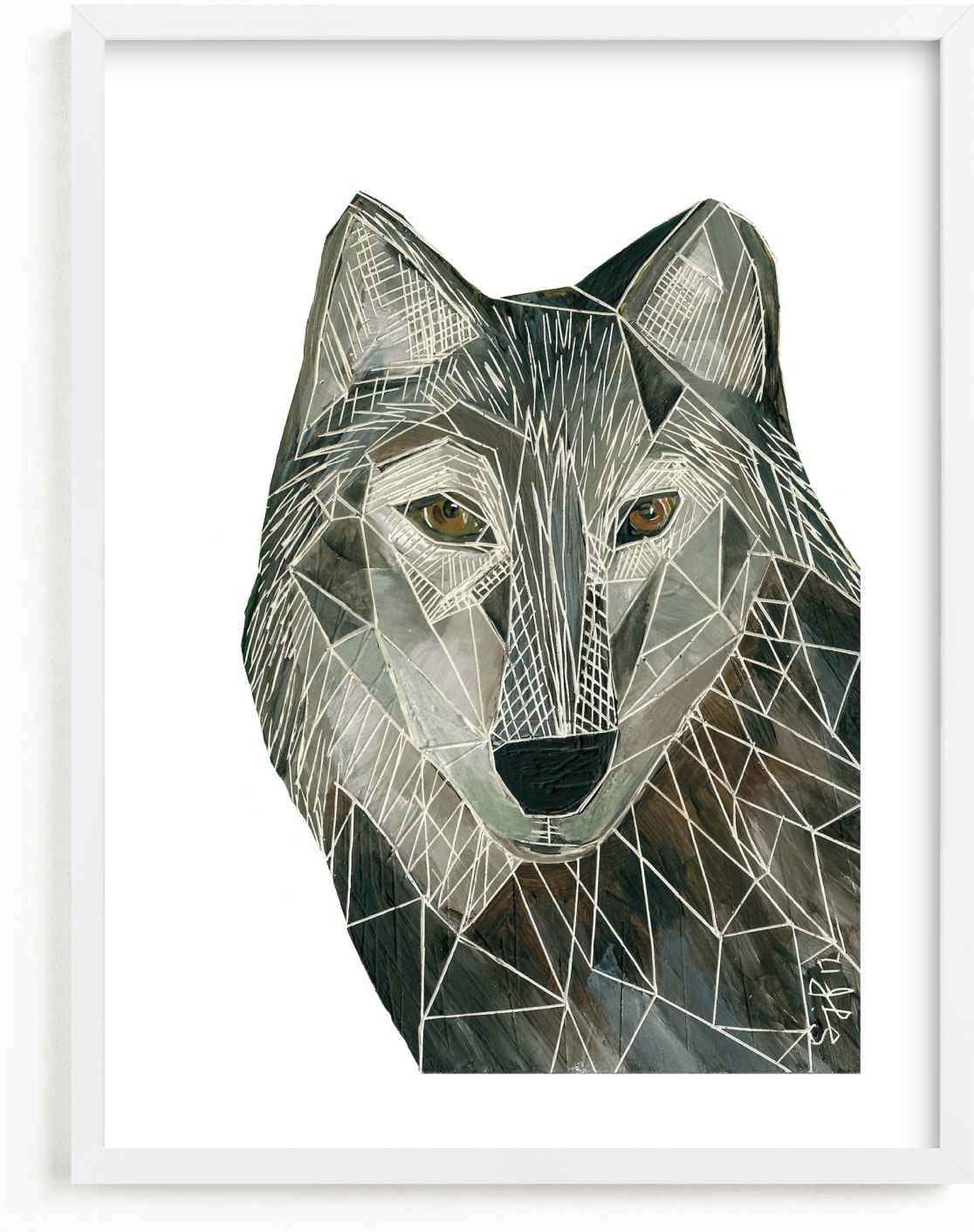 This is a grey art by Sarah Fitzgerald called Senor Wolf.