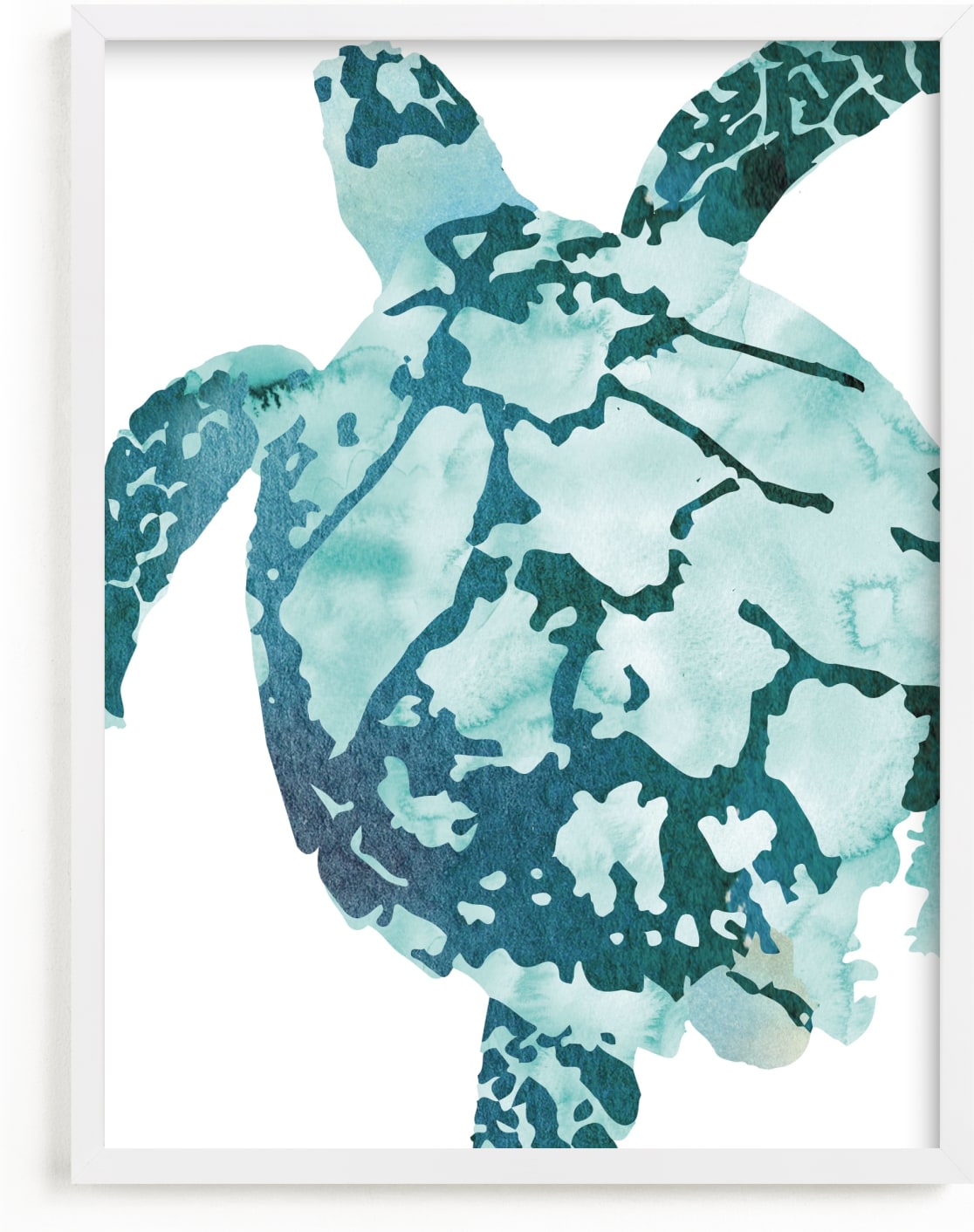 This is a blue art by Shirley Browning called Tropical Sea Turtle.