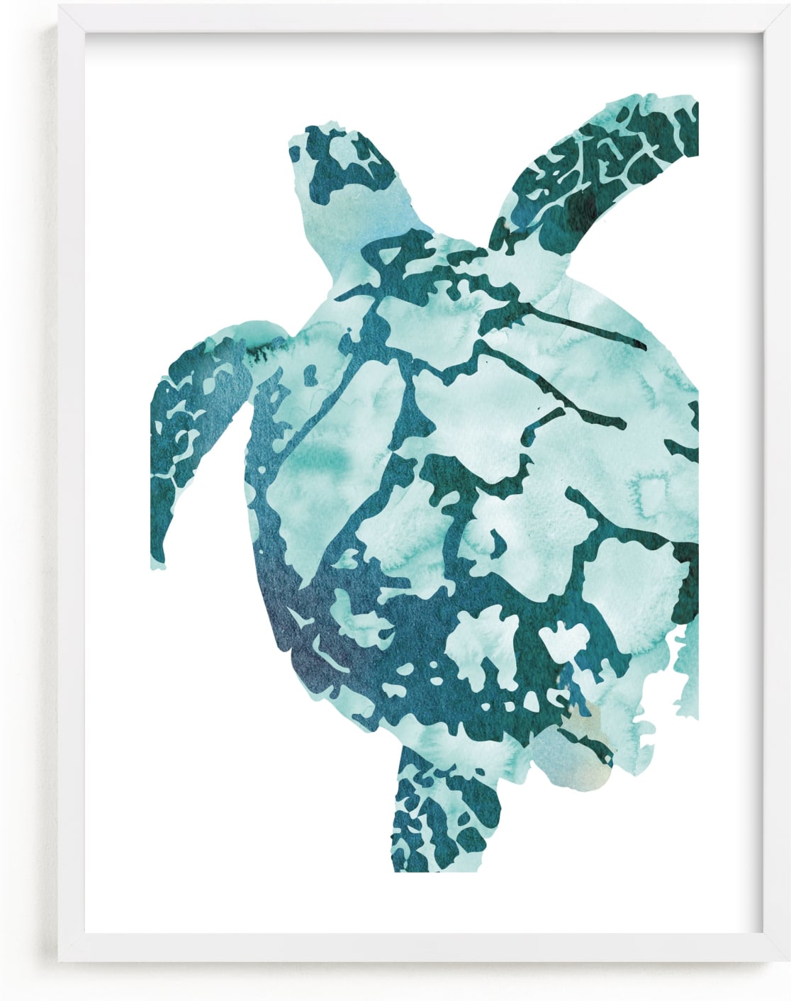 This is a blue, green art by Shirley Browning called Tropical Sea Turtle.