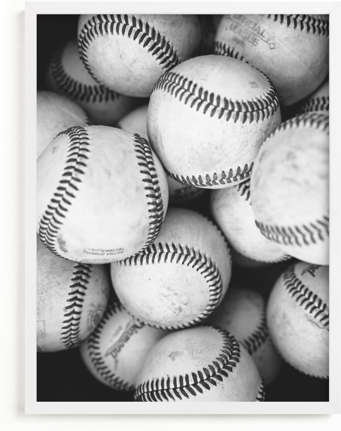This is a black and white art by Kamala Nahas called Play Ball.