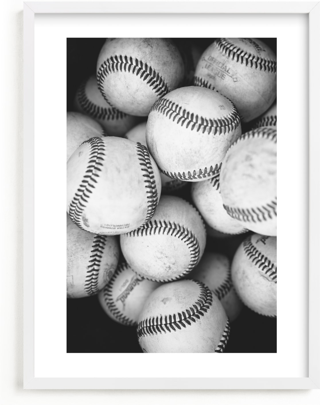 This is a black and white art by Kamala Nahas called Play Ball.