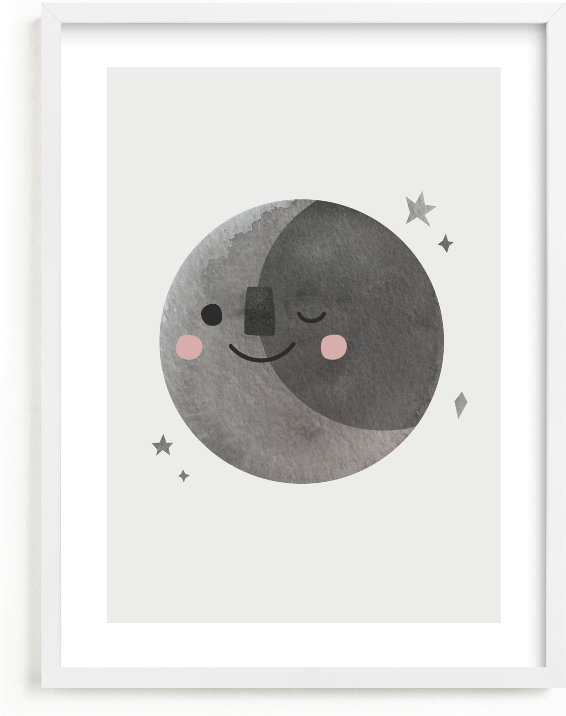 This is a grey art by Mollie Bohannon called A Happy Moon.