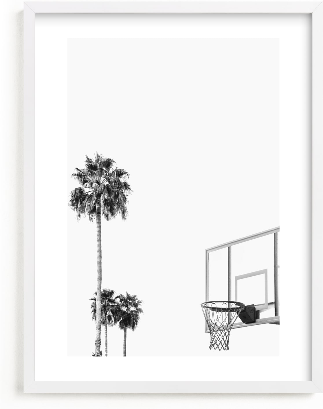This is a black and white art by Irene Suchocki called Hoops and Palms.
