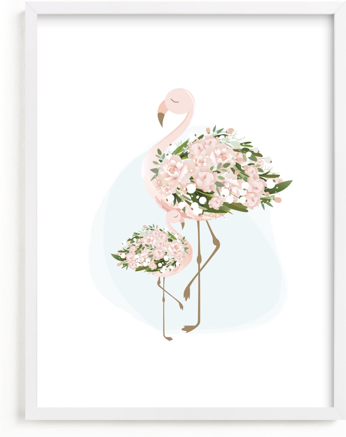 This is a colorful art by Jennifer Postorino called Little Flower Flamingo.