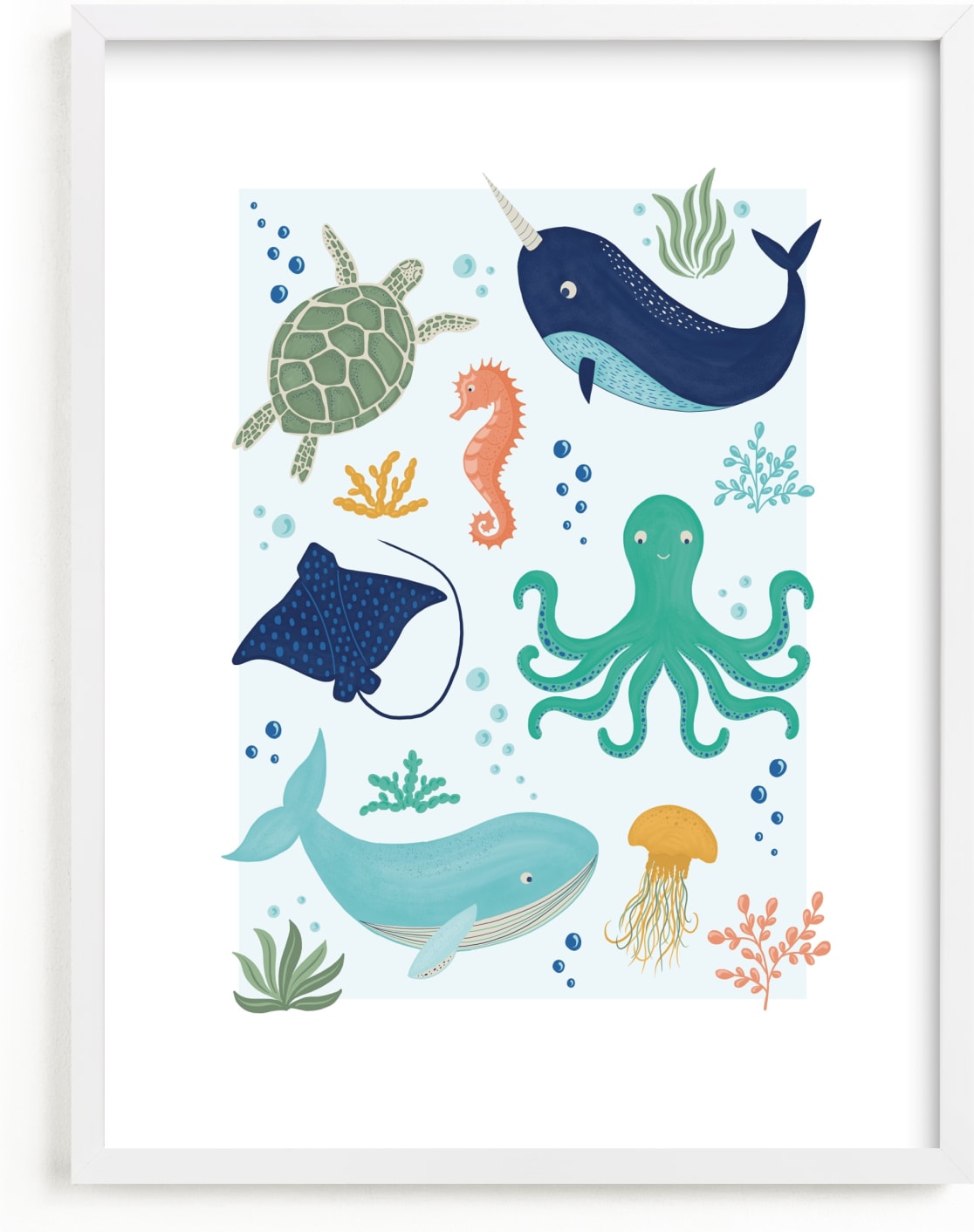 This is a blue art by Beth Schneider called Sea Friends.