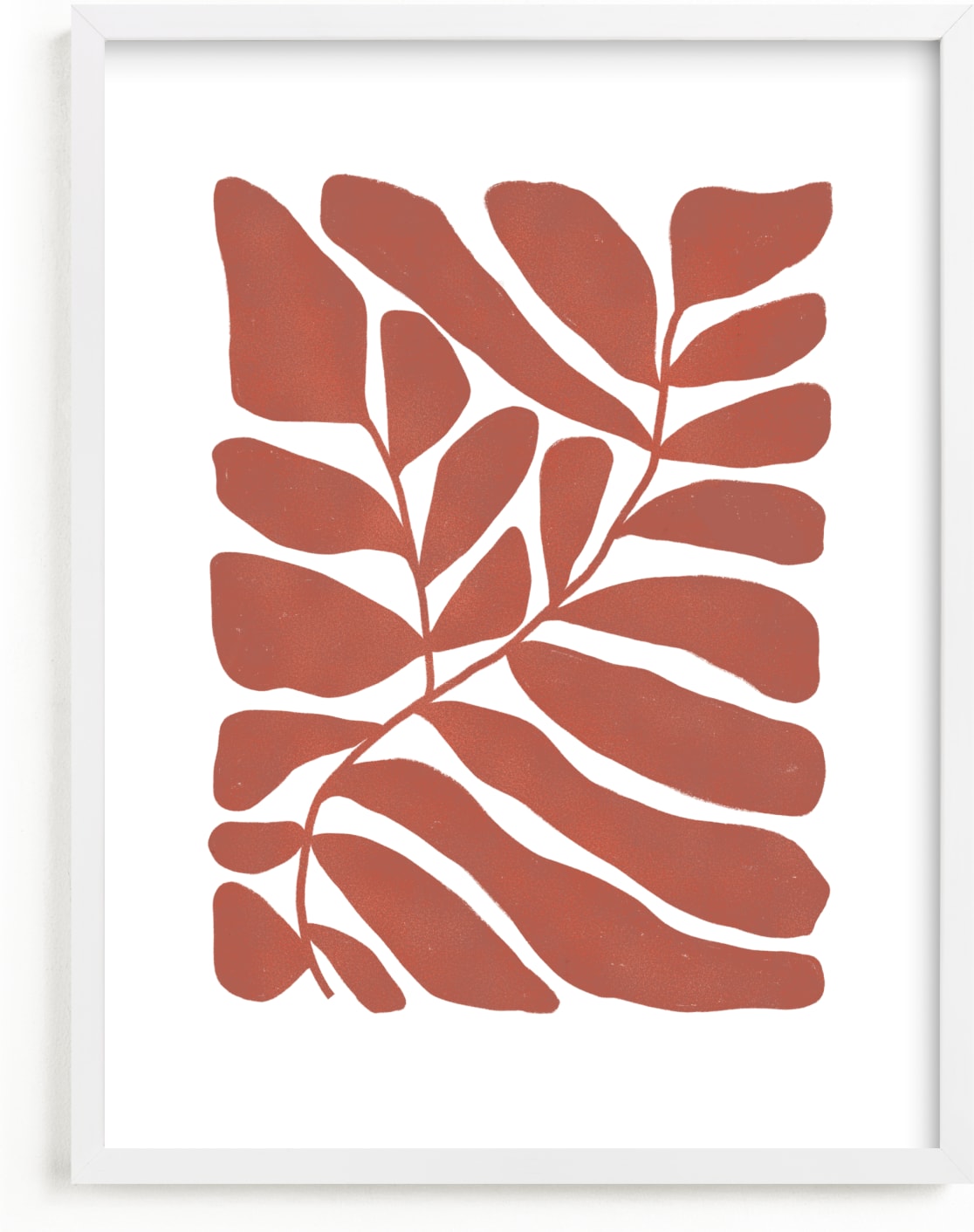 This is a red art by Kelly Ambrose called Loopy Leaves I.