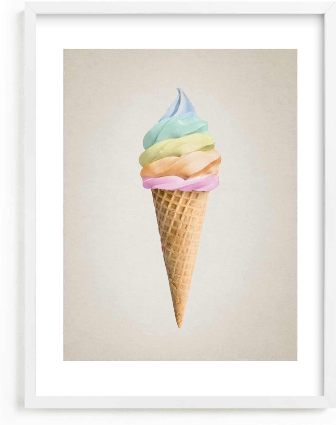 This is a colorful art by Paola Benenati called Rainbow Ice Cream.