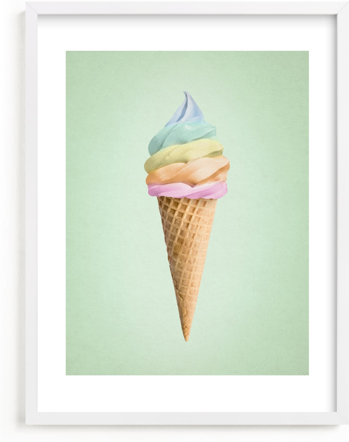 This is a green art by Paola Benenati called Rainbow Ice Cream.